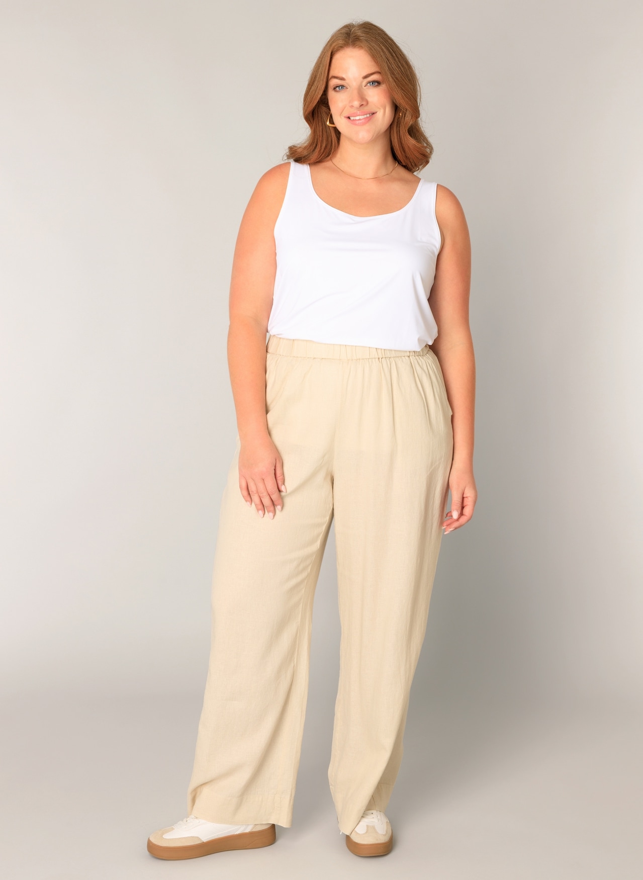 Base Level Curvy Pantalon en lin »Yula«  pantalon d'été, mélange lin-viscose, avec ceinture élastique