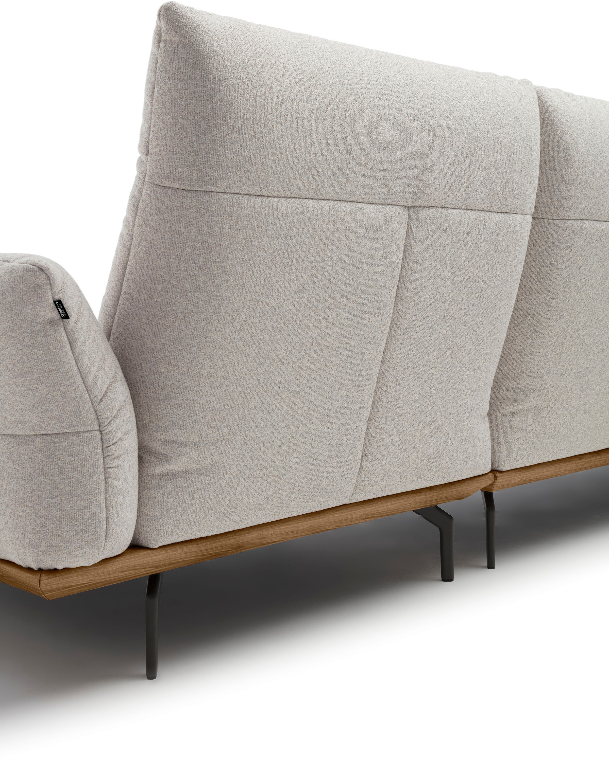 Creation BY ROLF BENZ Canapé d'angle »CR.460 Designsofa, verstellbare Rückenlehne, hochwertig & bequem« socle en noyer, pieds d'angle en gris ombre, largeur 298 cm