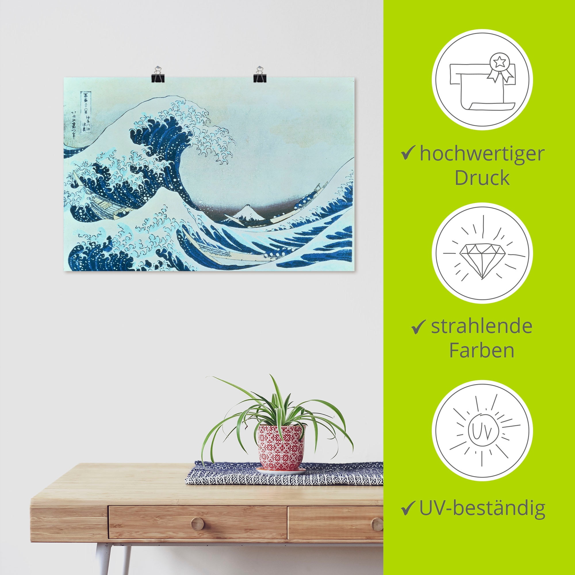 Artland Poster »Die grosse Welle von Kanagawa. 1831« Gewässer 1 Stk. tlg. ohne Rahmen