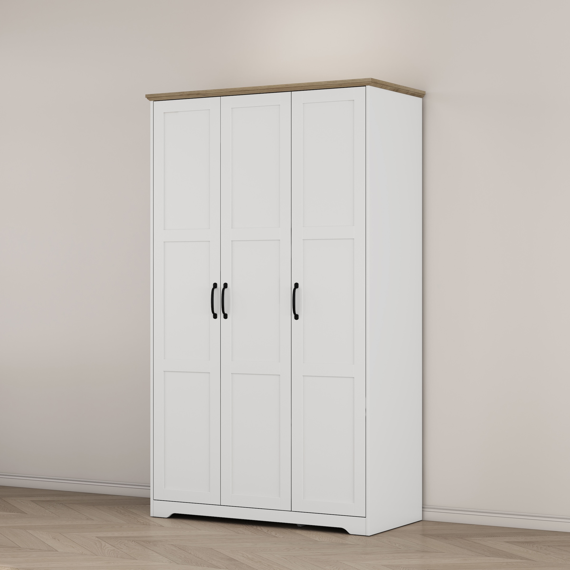 GOODproduct Kleiderschrank »Emmilia Schrank Schlafzimmerschrank im Landhaus Design« Mit vielen Einlegeböden und Softclose,  Landhaus Schrank mit  3 Türen Breite 113,4cm, Höhe 2m