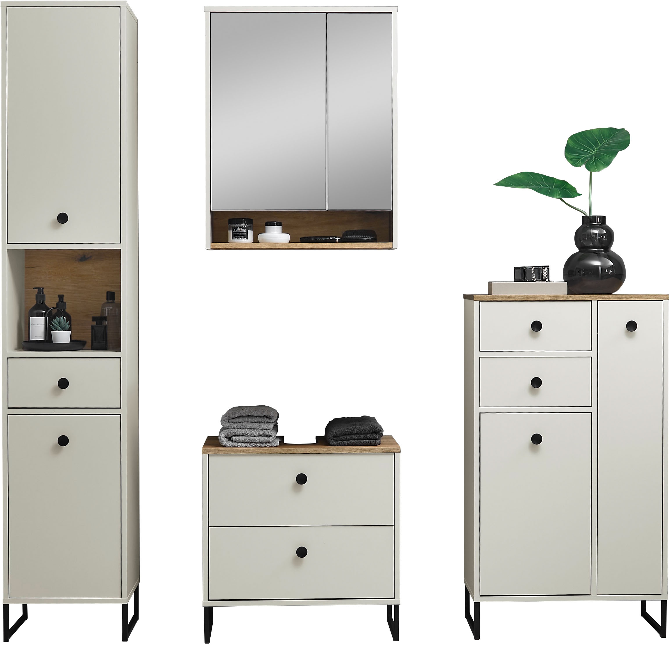 BASIC by Balculina Hochschrank »Linea« 1 Stk. tlg. Breite 60cm, U-Profil Füsse, Unterflurauszug
