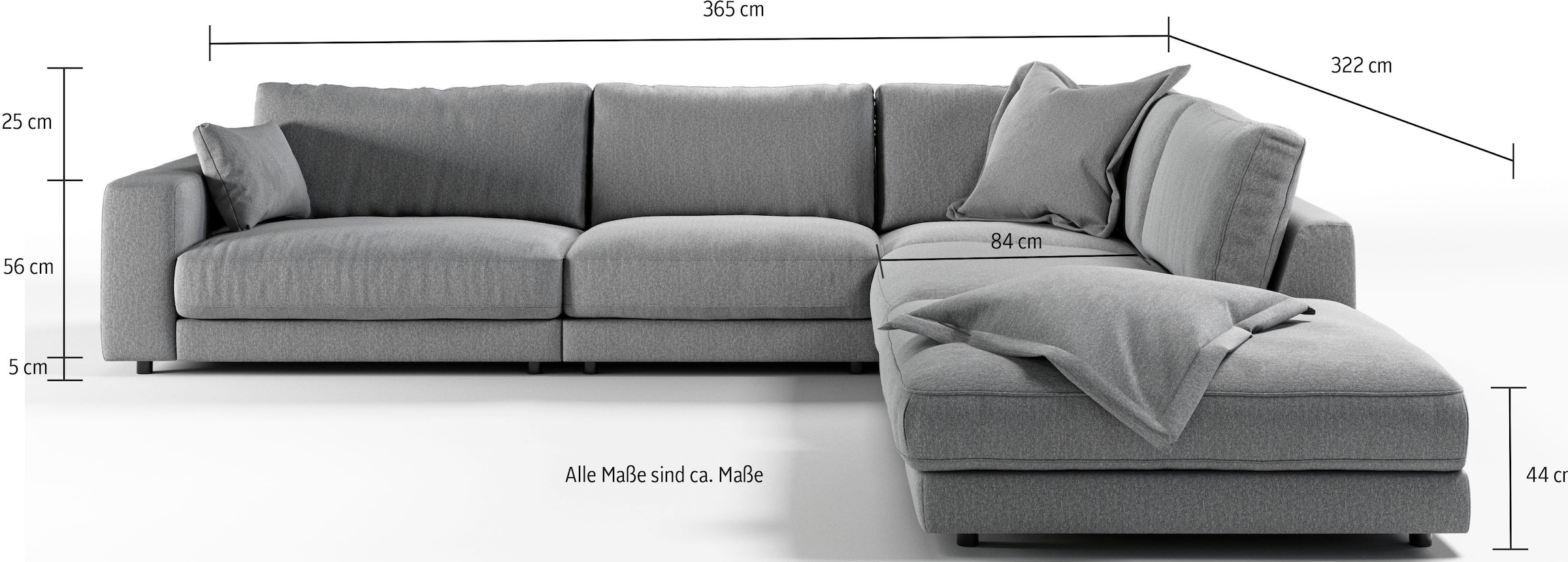 3C Candy Canapé d'angle »Enisa II, bequem und komfortabel, grosses Familiensofa, L-Form« incl. 3 coussins volants, au choix avec housse anti-taches Easy care