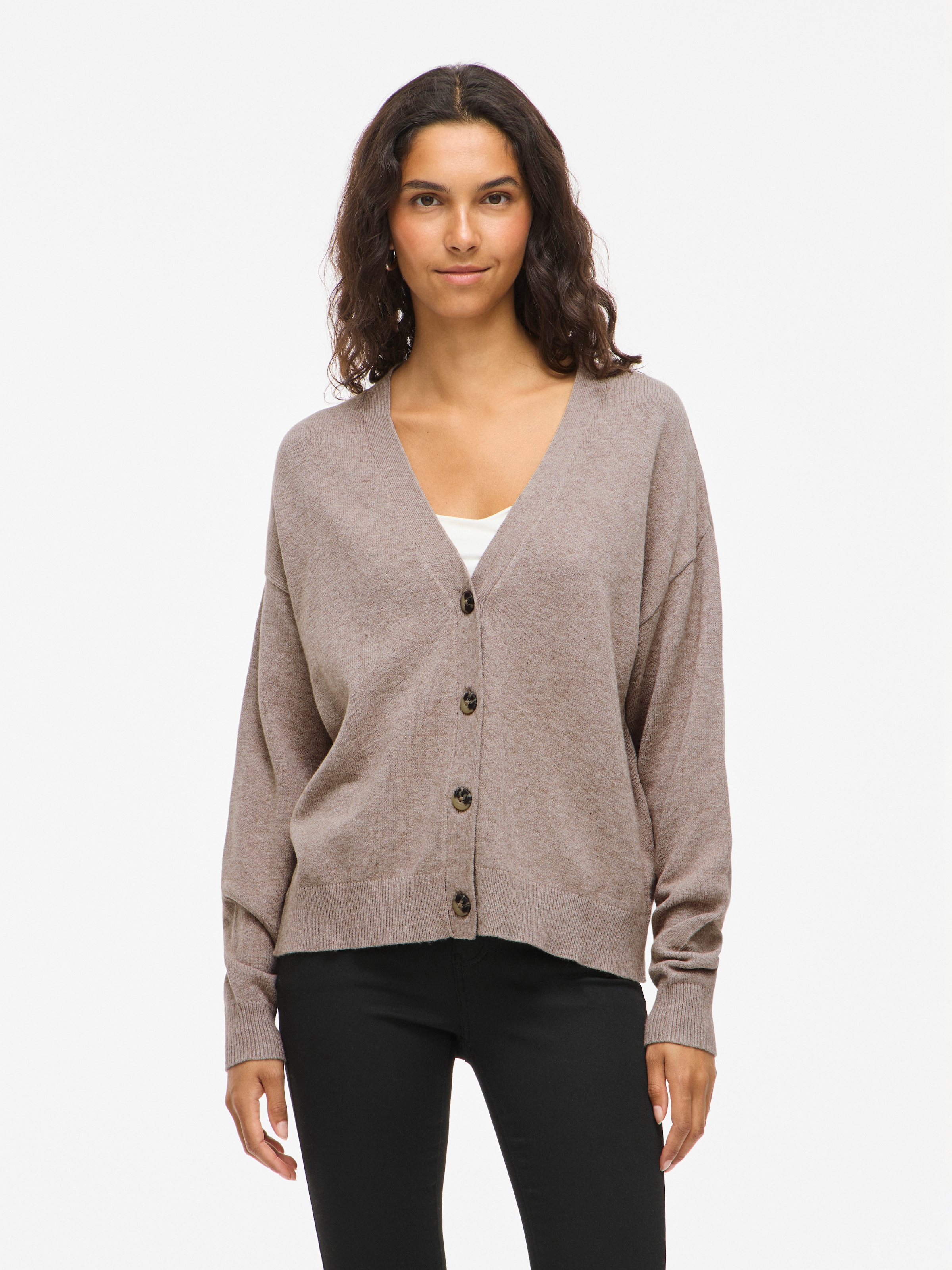Vila Strickjacke »VIRIL V-NECK KNIT CARDIGAN - NOOS« Materialmix, regular fit