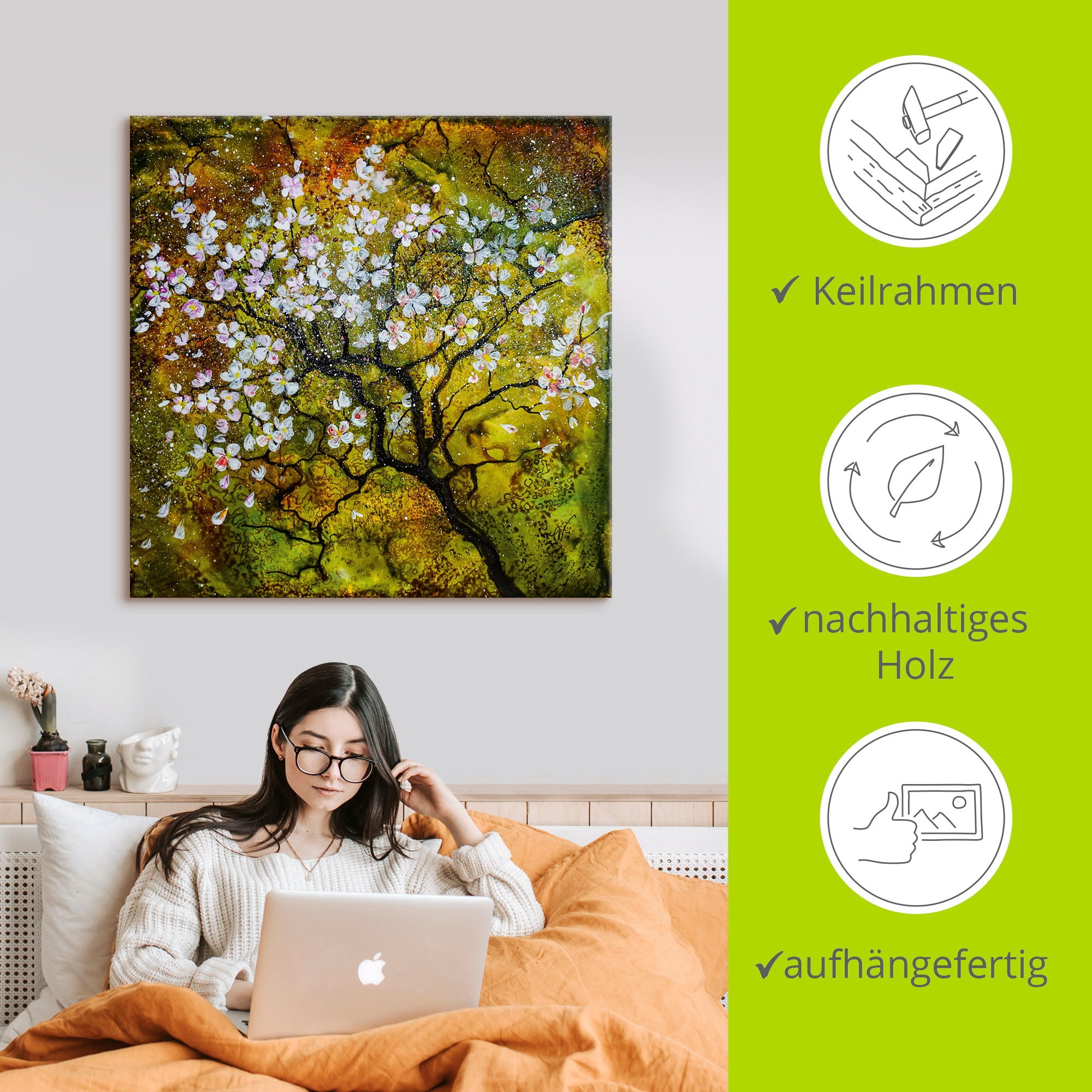 Artland Tableau sur toile »Kirschblüte« 1 cuis tlg. auf Holzrahmen gespannt