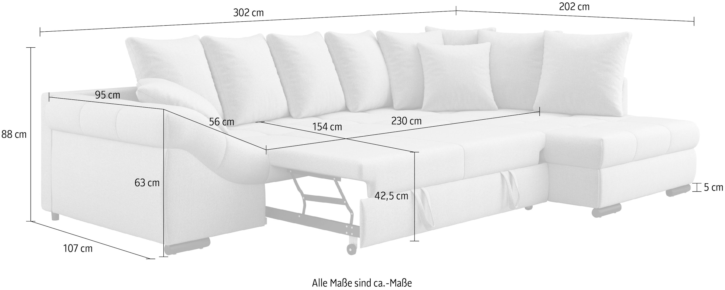Mr. Couch Canapé d'angle »Pietro, L-Form, mit Bett, wahlweise mit Kaltschaum« mit Kaltschaum und Bett
