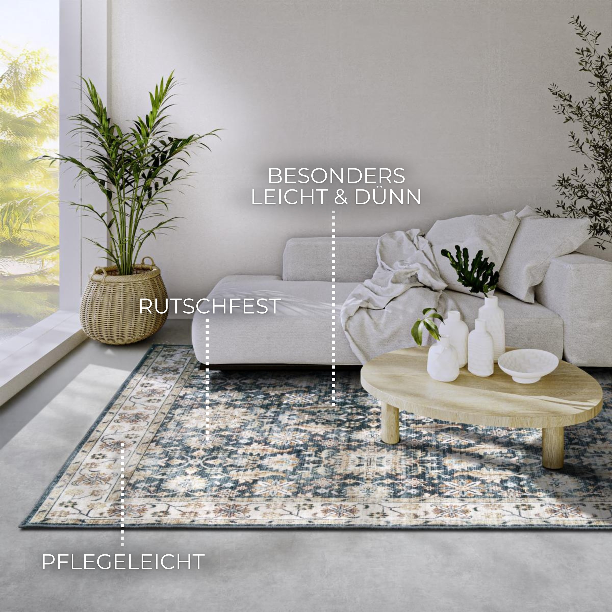 ELLE DECORATION Tapis »Saveh« Rectangulaire 5 mm Höhe Kurzflor, Anti Rutsch, Vintage, Klassisch, Wohnzimmer, Flur