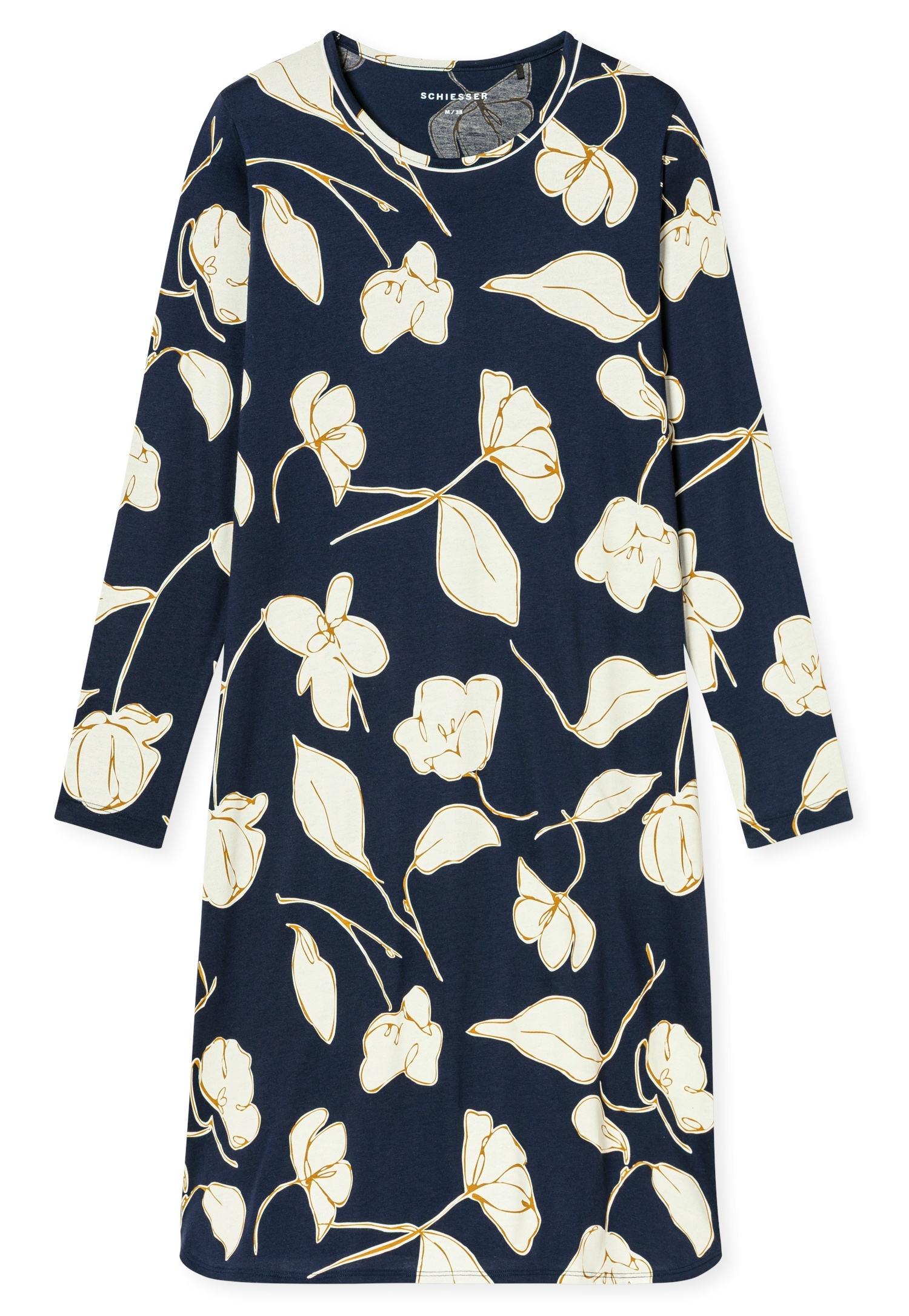 Schiesser Chemise de nuit »Comfort Nightwear« motif floral, manches longues, jersey simple, col rond