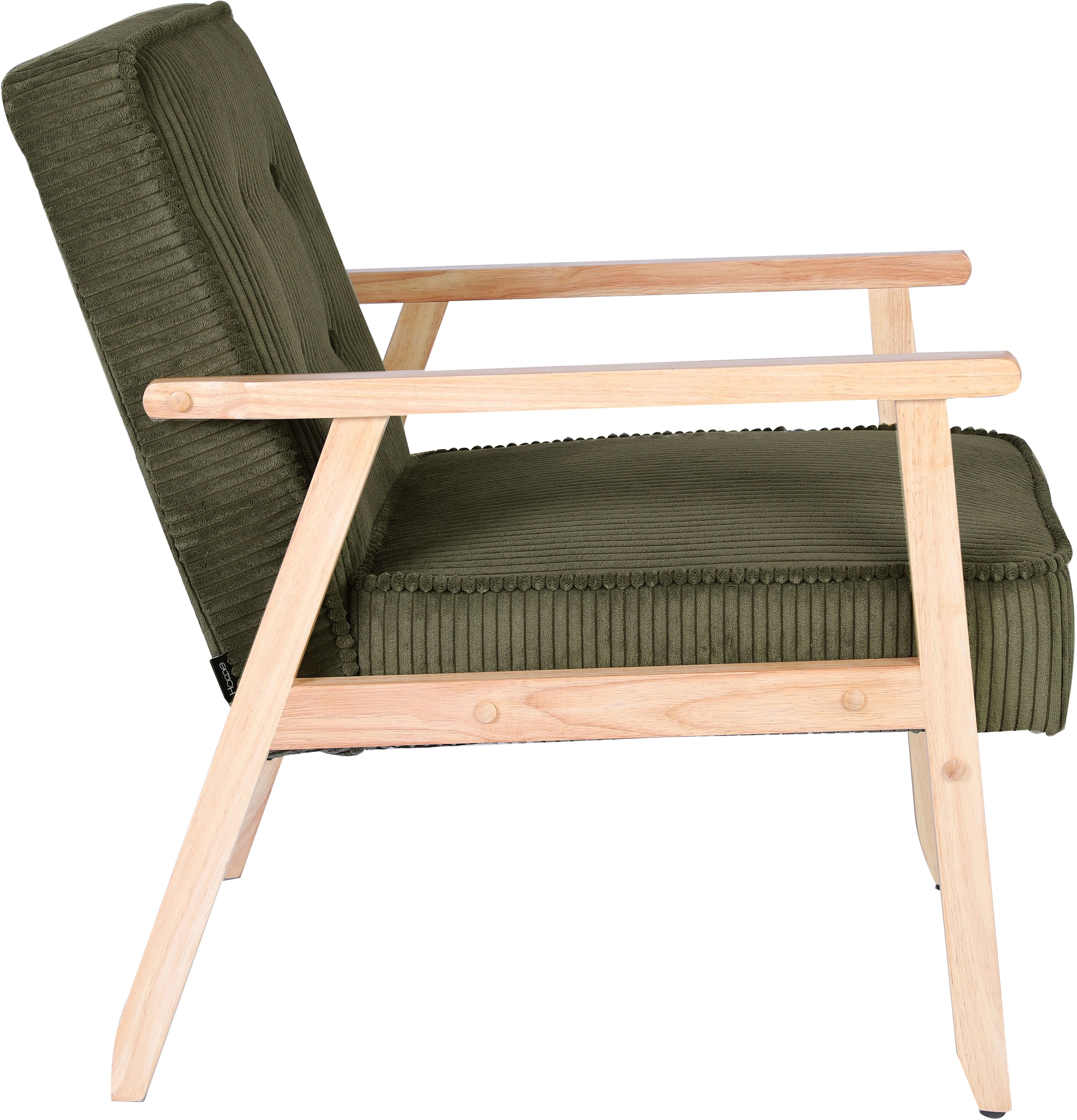 Home affaire Loungesessel »MENONRI mit Armlehnen aus Massivholz« Relaxsessel, Lese-Sessel, Cocktailsessel in Cord und Webstoff