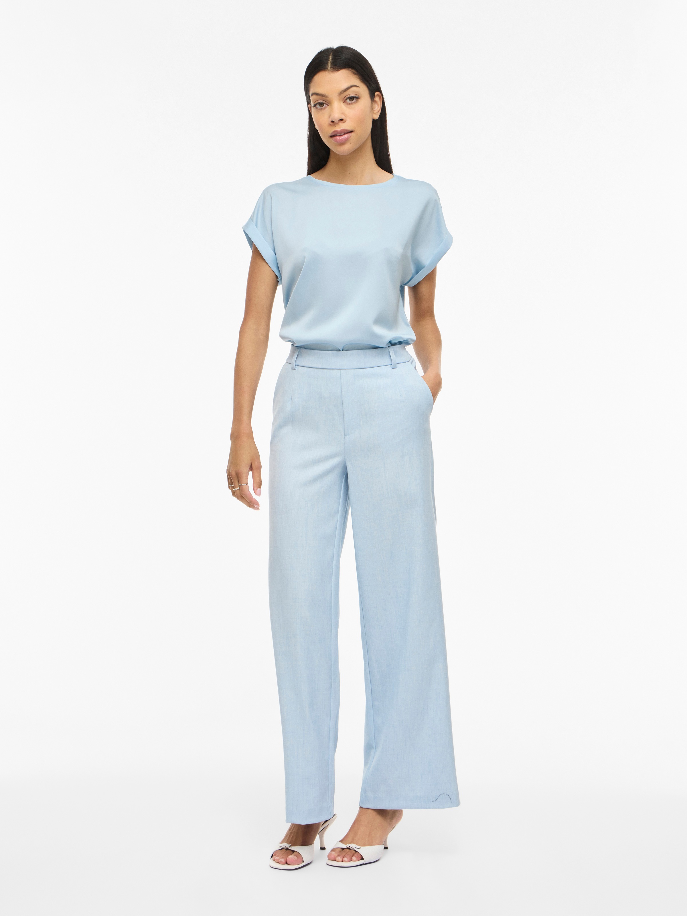 Vila T-shirt à manches courtes »VIELLETTE S/S SATIN TOP - NOOS« Kunstfaser, regular fit