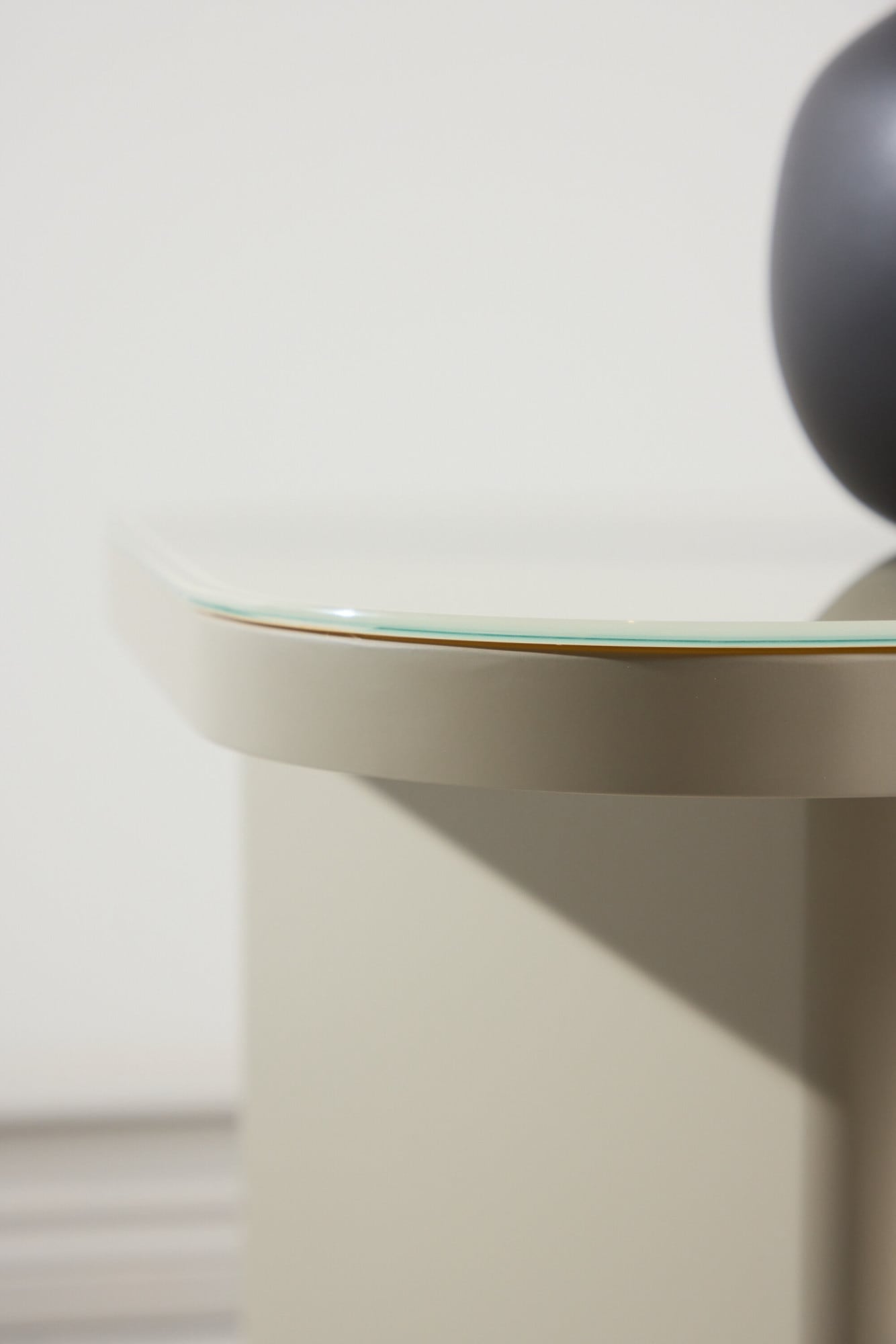 Venture Home Table d'appoint »Grönvik, ovaler Beistelltisch 70 × 45 cm mit Glasplatte in Beige« table d'appoint, verre transparent, cadre MDF beige, ovale, décorative