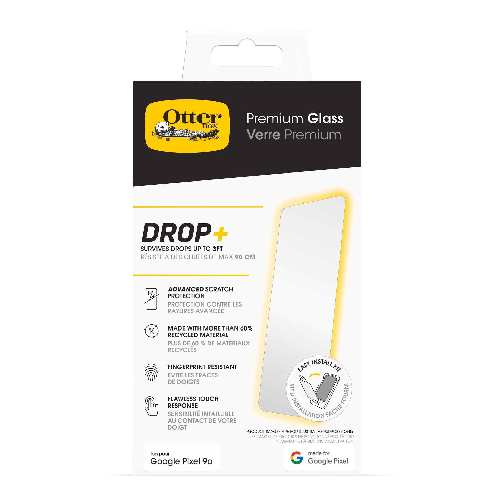 Otterbox Displayschutzglas »Premium Glass Screen Protector« für Google Pixel 9a Displayschutzfolie, Schutzfolie, Bildschirmschutz, kratz- & stossfest
