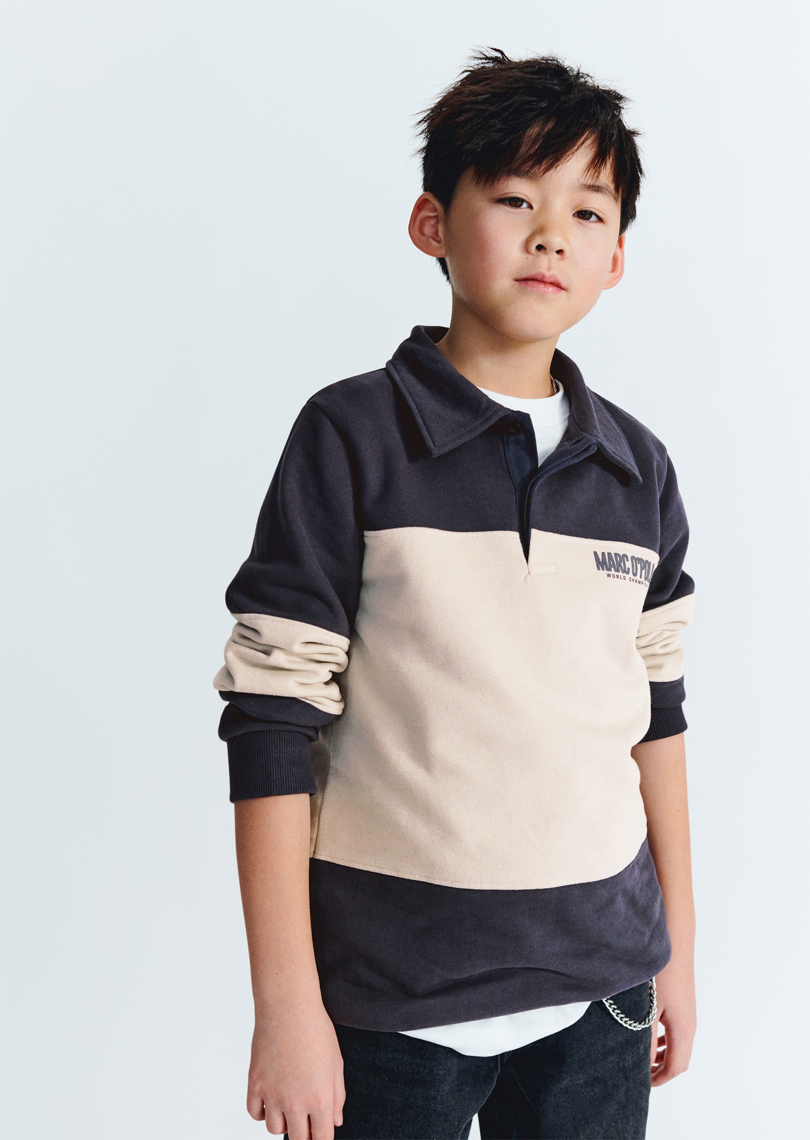Marc O'Polo Sweat-shirt , avec col polo et rayures contrastées
