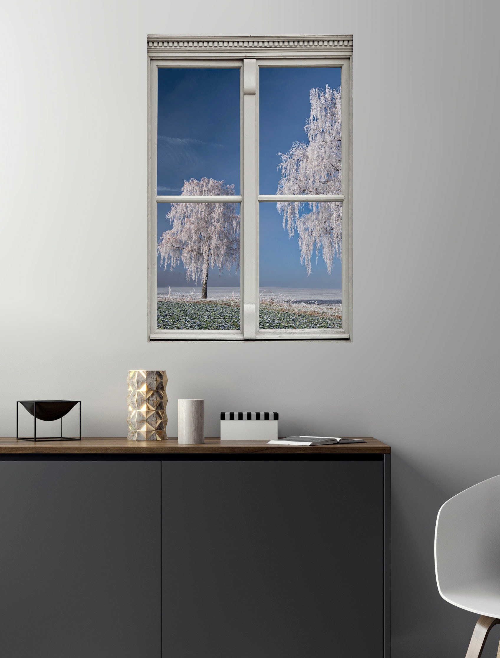 queence Autocollants muraux »Bäume« Wandsticker, Wandbild, selbstklebend, 3D, Fenster