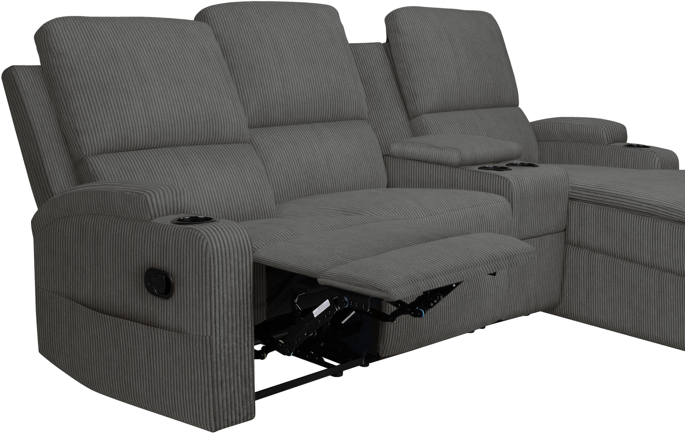 GOODproduct Ecksofa »NAPORI Multimediasofa, 3er Kinosessel XXL, L-Form, Cord« Kinosofa mit Relaxfunktion, Getränkehalter, Staufach und Staukasten