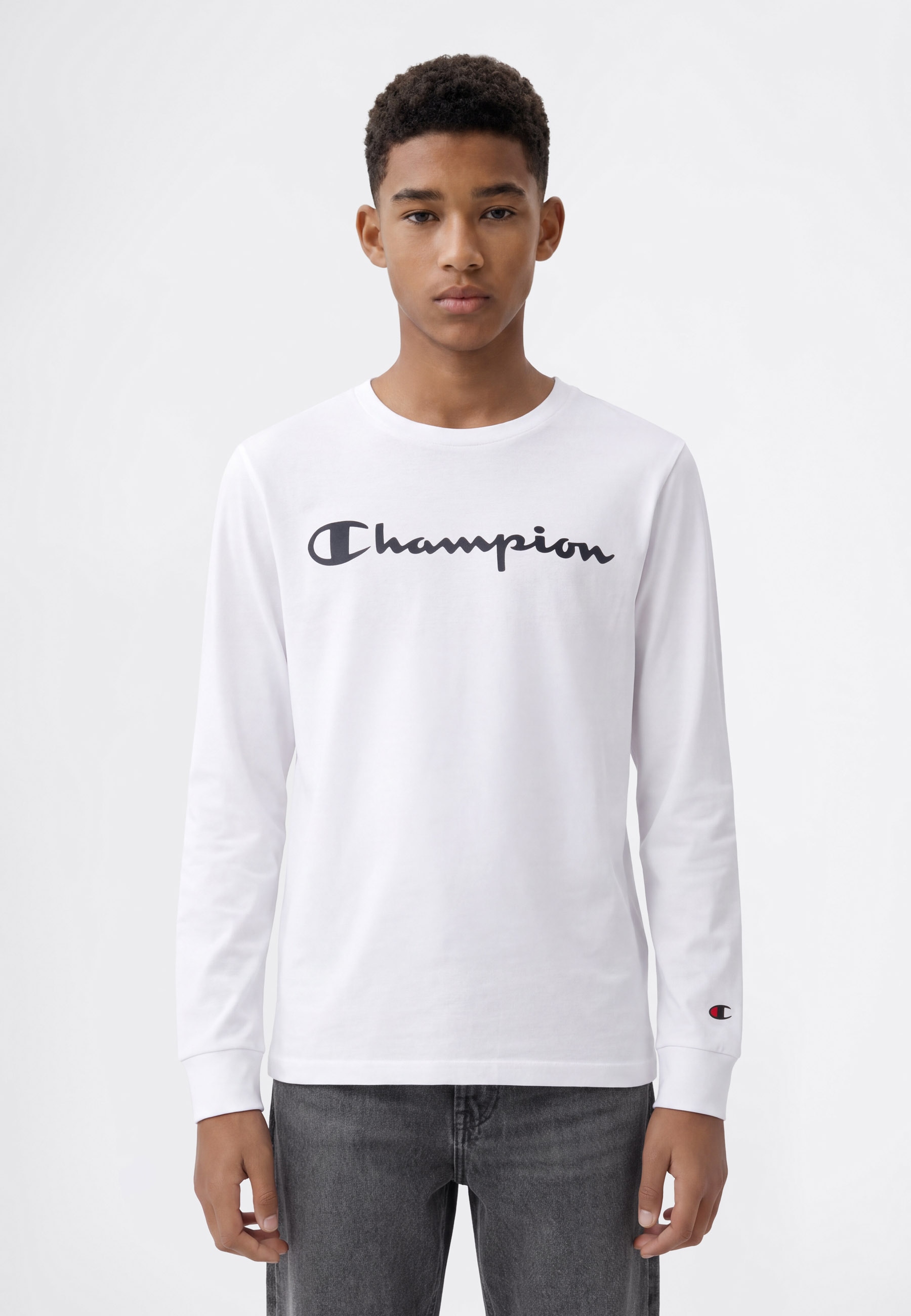 Champion T-shirt à manches longues Paquet, 2 par lot de deux, col rond, sportif, en coton