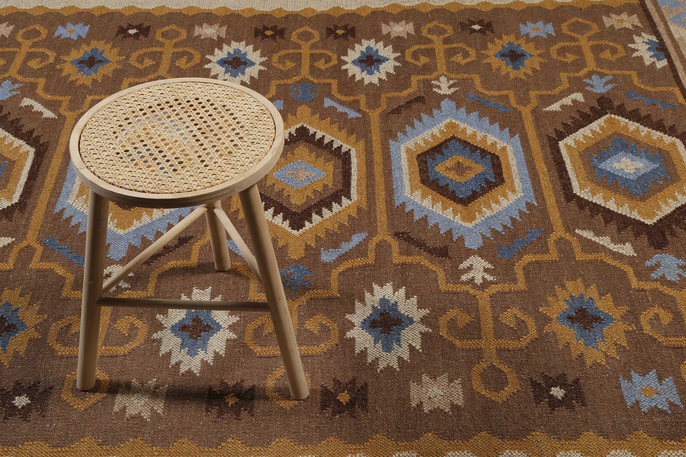 Green Looop Tapis en laine »Valere« Rectangulaire 5 mm Höhe Fransen, Kelim, handgewebt, Natur, Wohnzimmer, Schlafzimmer, Ethno