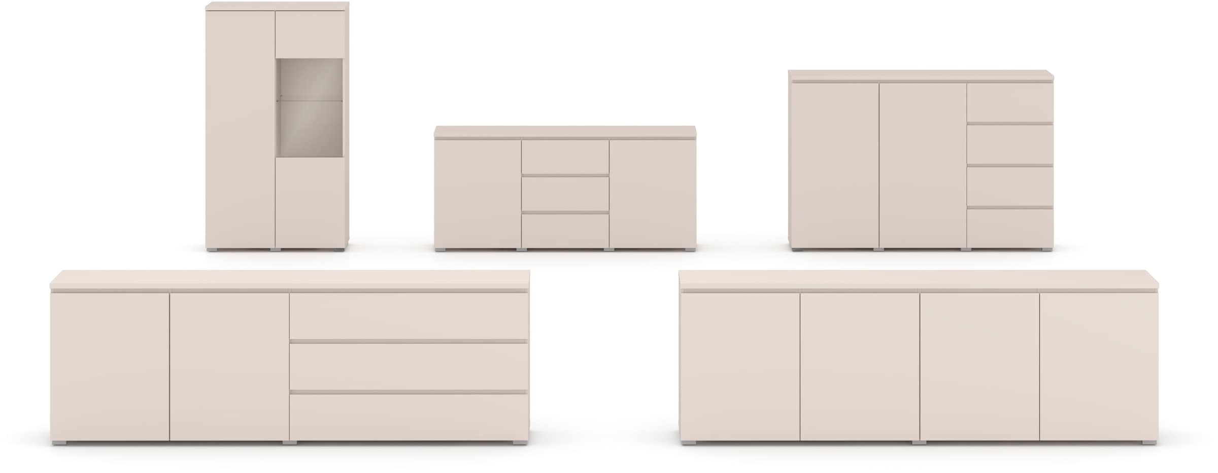 GOODproduct Buffet haut »Modo, Breite 150 cm, moderne grifflose Kommode 2Türen/4 SK« Schubladenkommode mit viel Stauraum, Einlegeböden verstellbar
