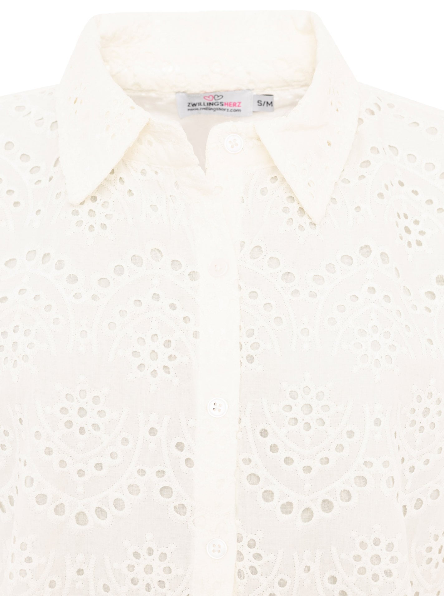 Zwillingsherz Blouse à manches courtes »"Lochstickerei"« langarm, mit Kragen, Lochspitze, Knopfleiste