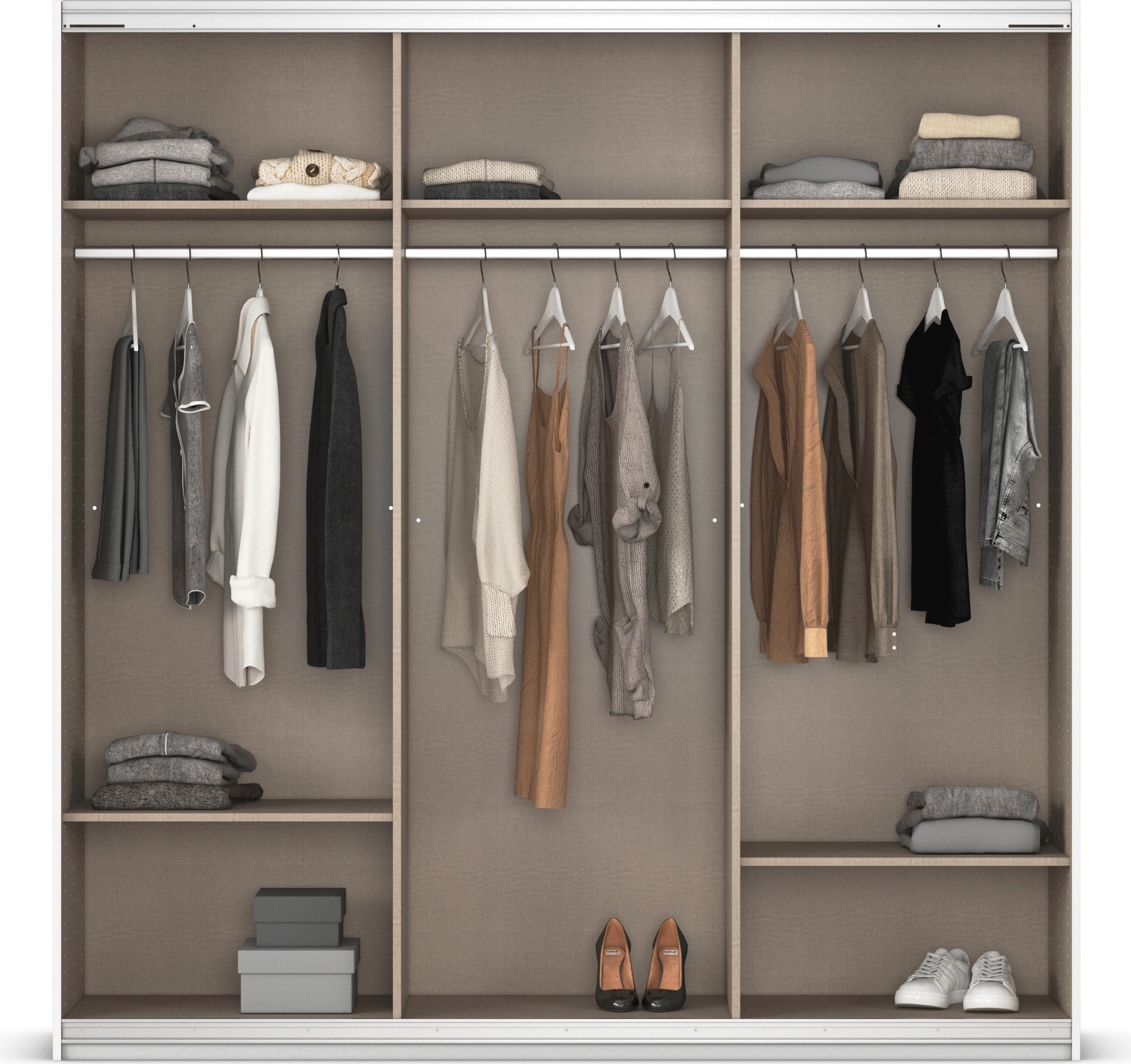 GOODproduct Schwebetürenschrank »Kleiderschrank Schrank Garderobe AGORDO mit Dekor- oder Hochglanzfront« Breiten 203/271/315/360 cm in drei Griff-Farben - NEU: Farbe SCHWARZ,  in 4 Breiten und 2 Höhen MADE IN GERMANY