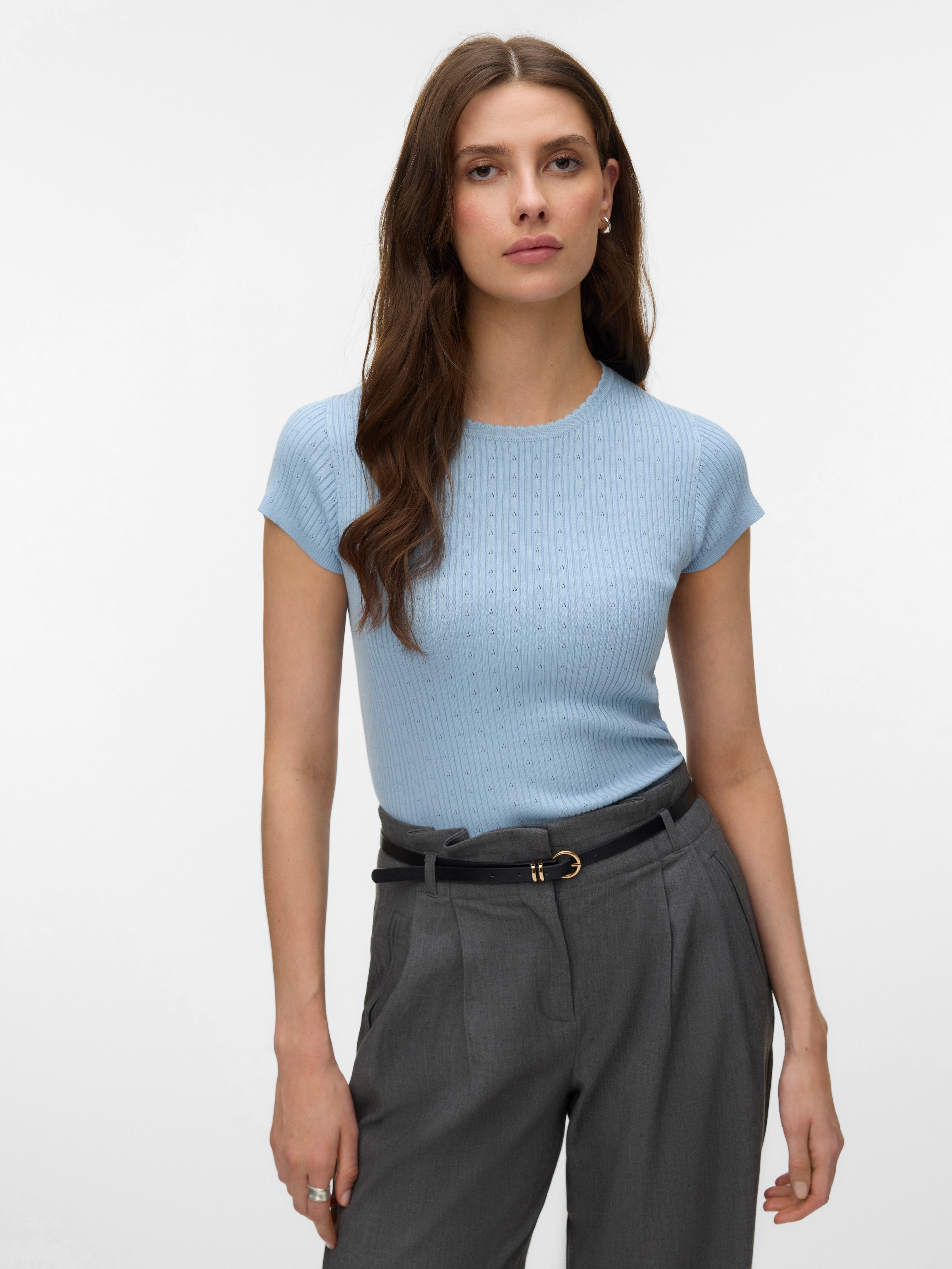 Vero Moda Pull à manches courtes »VMSILJE C/S O-NECK POINTELLE PULL NOOS« Sommerpulli