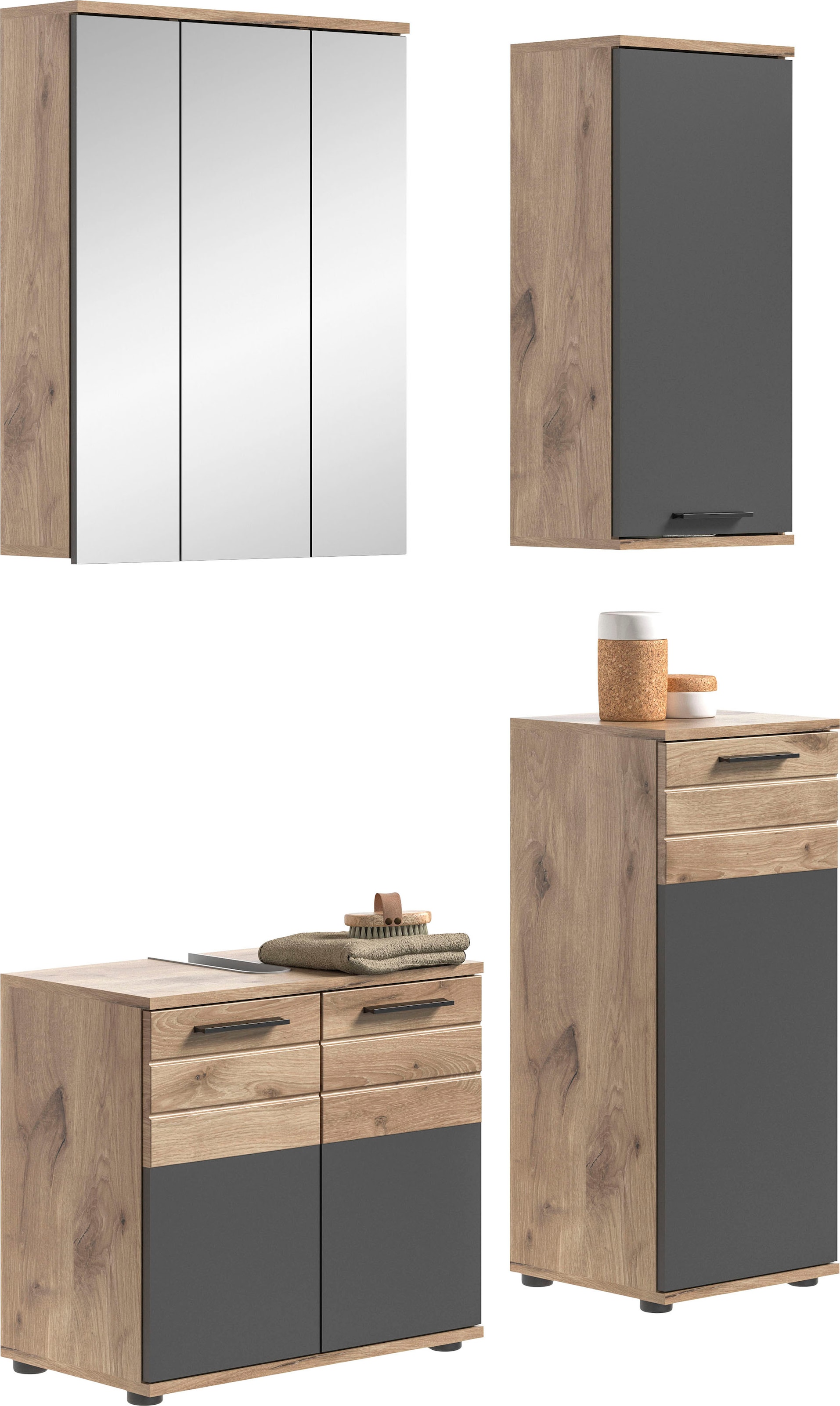 welltime Badmöbel-Set »Riga, 4 teilig, bestehend aus:« Set, 4 Stk. tlg.