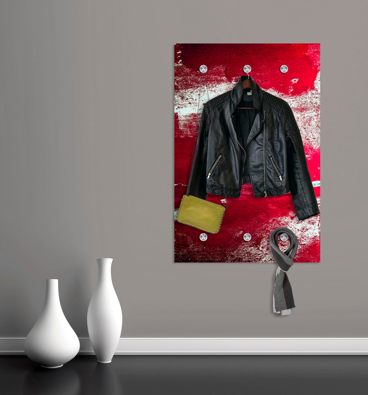 queence Garderobenleiste »Muster« mit 6 Haken, 80 x 120 cm