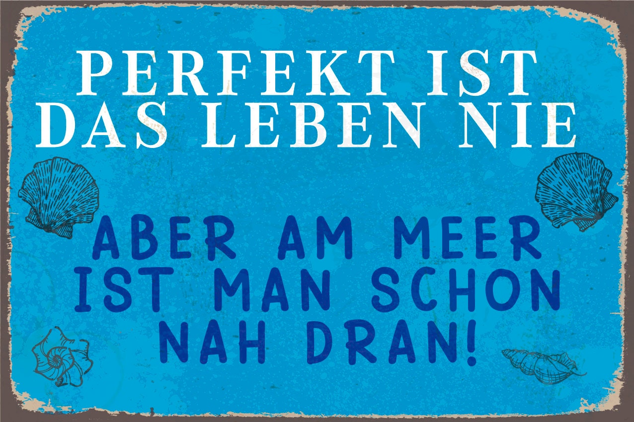 queence Metallbild »Perfekt« Küste | Schriftzug | Schriftzüge 1 Stk. tlg. Stahlschilder