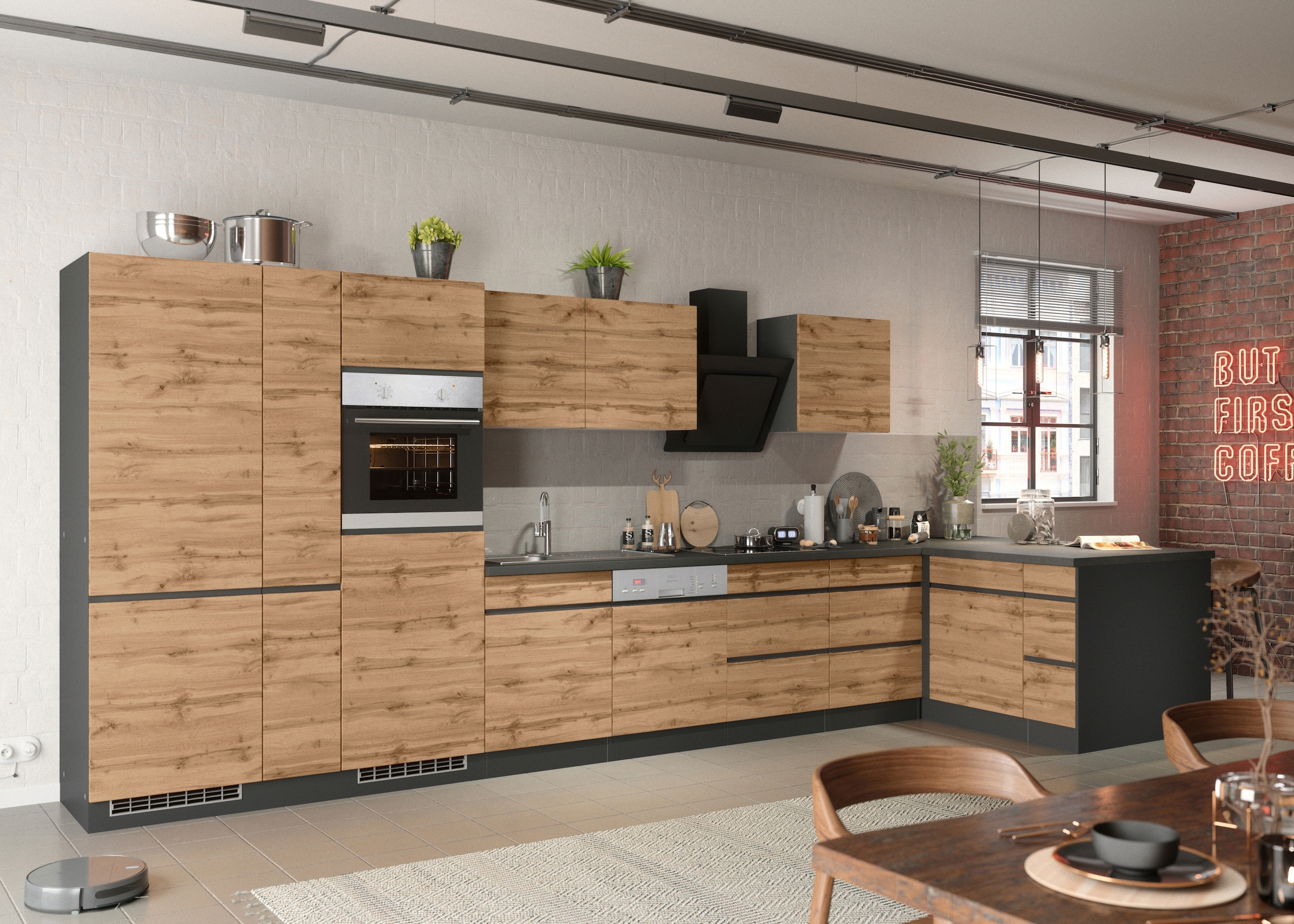 KOCHSTATION Winkelküche »KS-Riesa« Stellbreite 490/153 cm, ohne E-Geräte