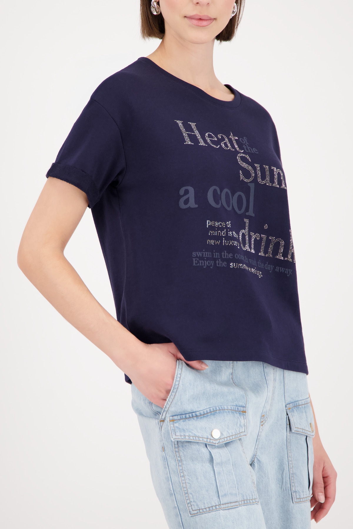 Monari Sweatshirt »Sweatshirt tonige Schrift«, mit Glitzernieten

