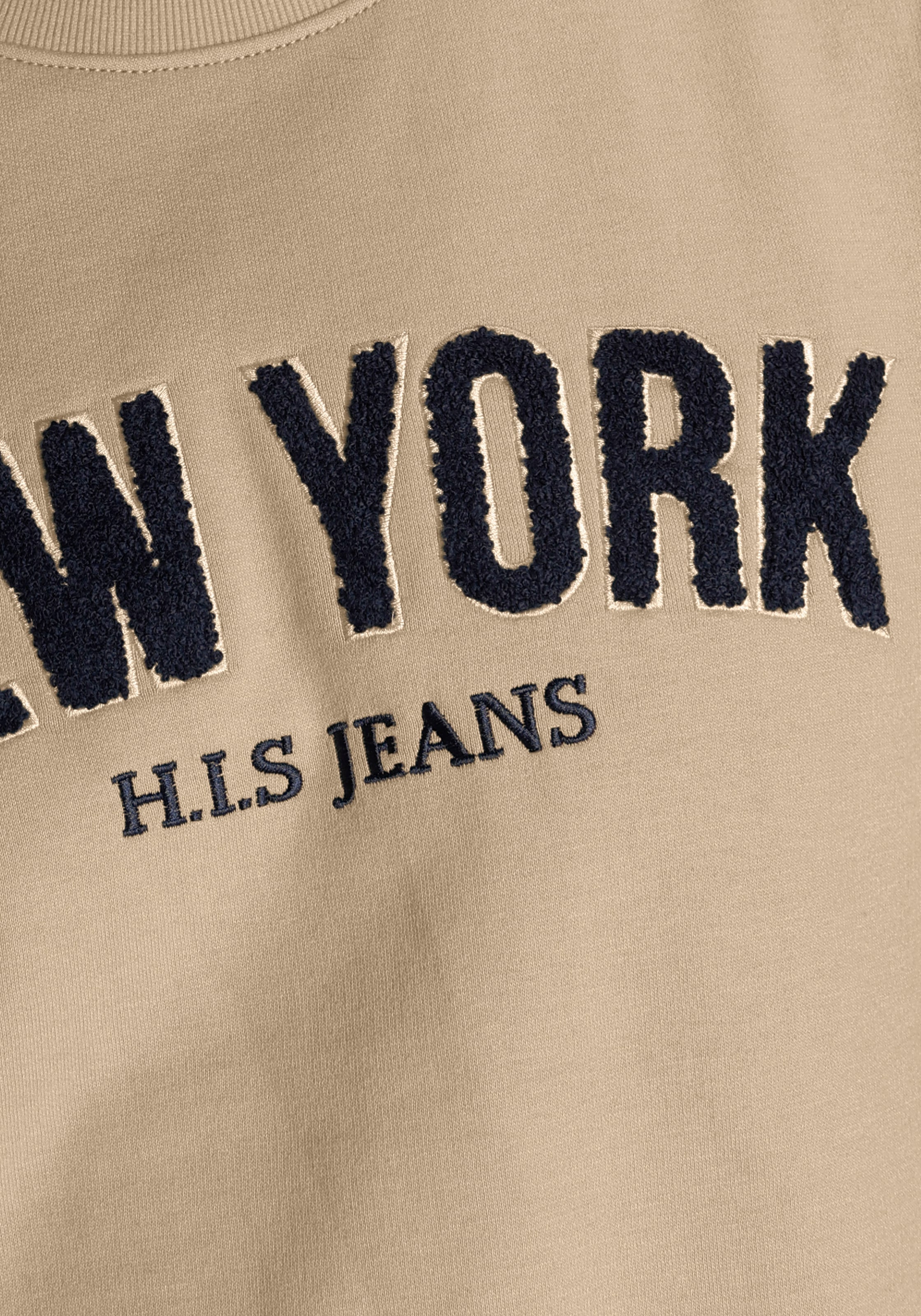 H.I.S Pull , Langarm,  lockere Passform,  bestickte Optik,  Rundhalsausschnitt
