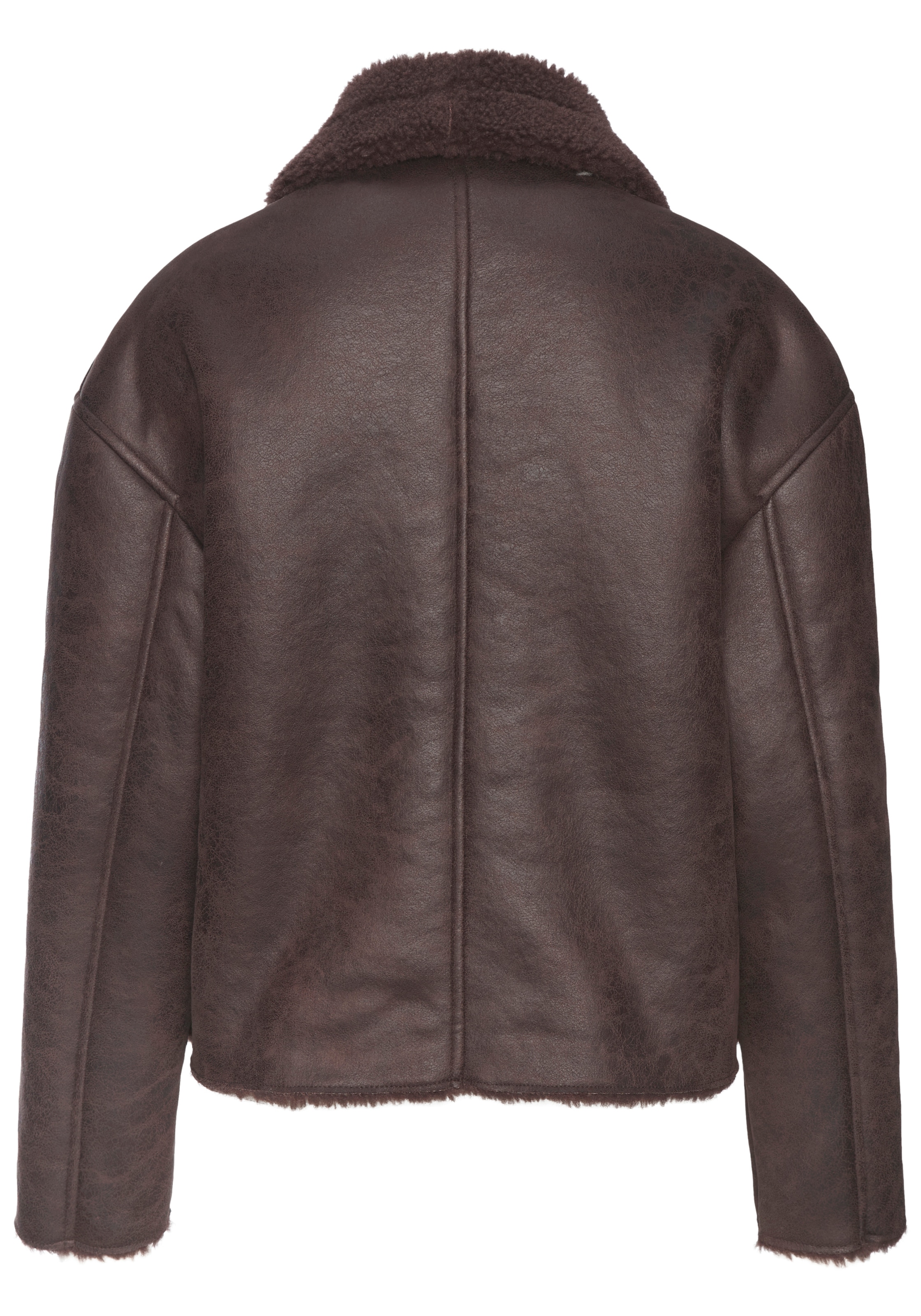 LASCANA Veste en imitation cuir »mit weichem Teddyfutter und Knopfleiste« Kuschelige Übergangsjacke, Herbstjacke aus Kunstleder, Lammkunstfell