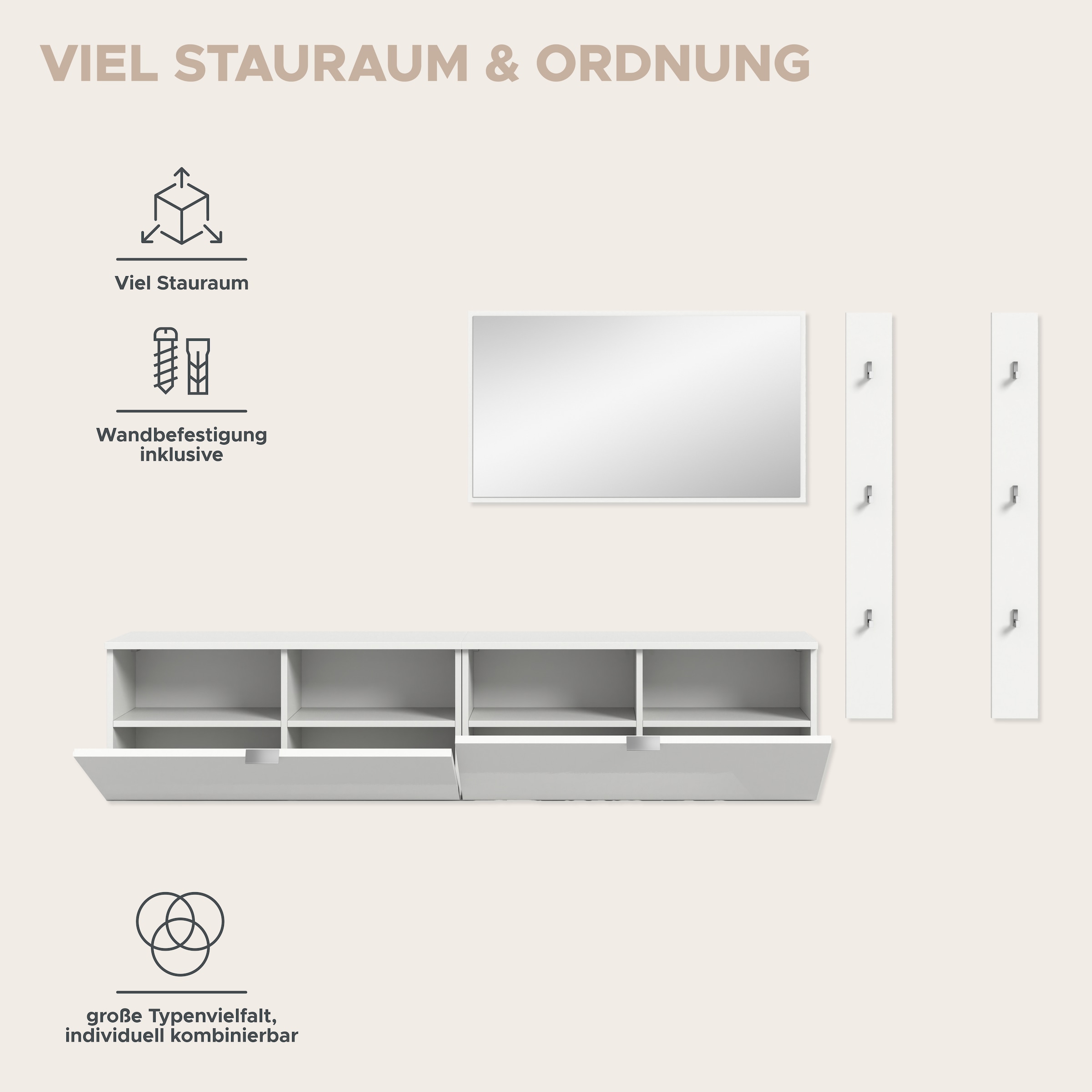 Home affaire Garderoben-Set »Trondheim Garderobenset 4-tlg. , Breite 237 cm,« 4 Stk. tlg.