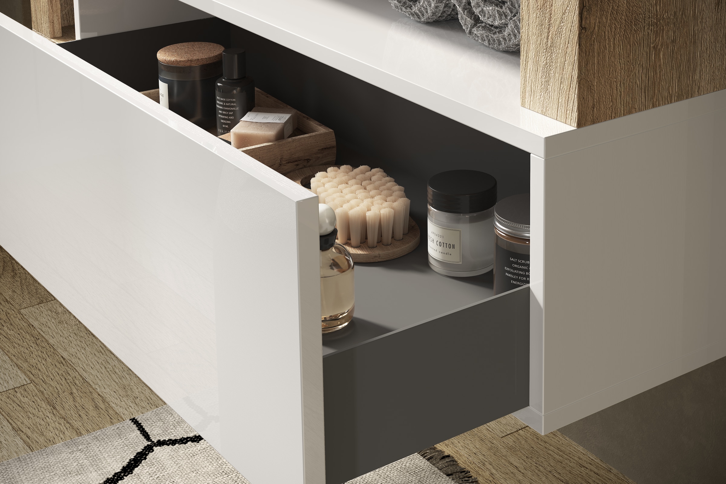 welltime Waschtisch »Hamburg« 1 Schubkasten, Breite 79 cm, Soft-Close, inkl. Keramik-Aufsatzbecken