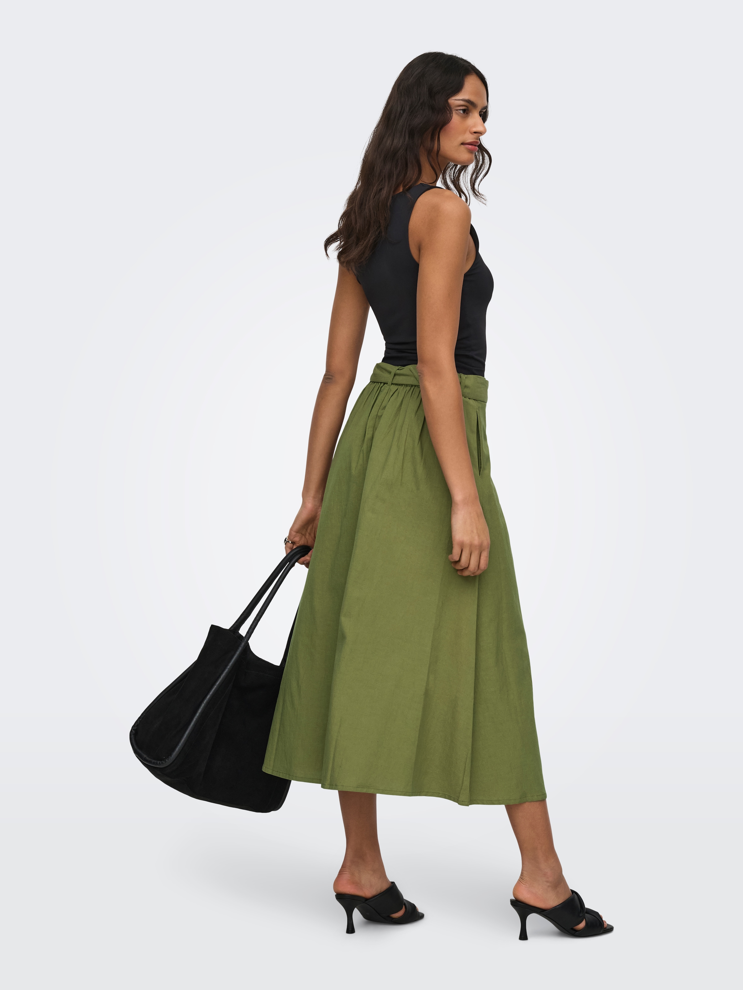 JDY Maxi jupe »JDYMILAN LINEN HW BELTED SKIRT WVN DIA« Sommerrock mit Leinen