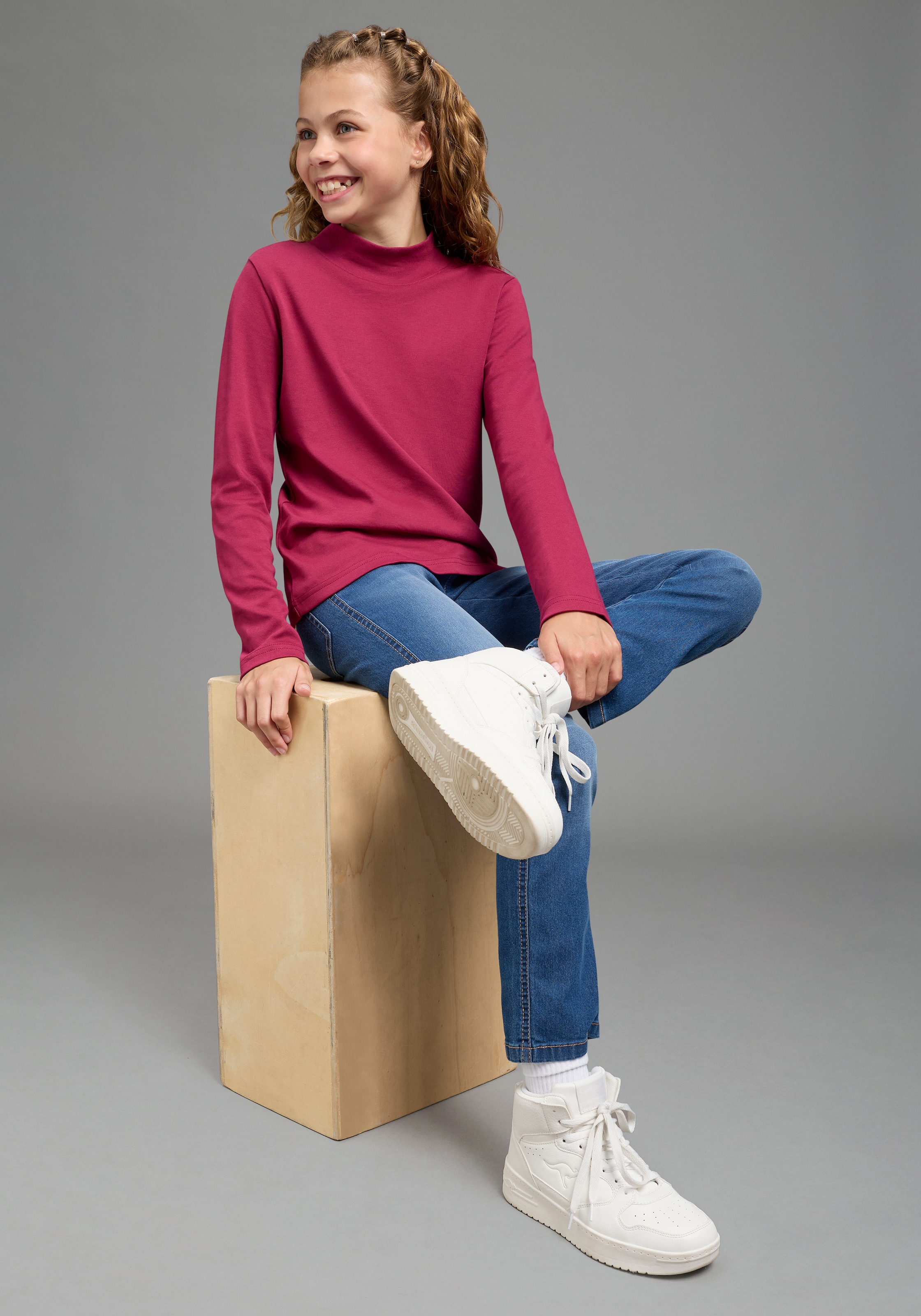 H.I.S T-shirt à manches longues »2er Packung Shirts in Interlockware, kurze Form« Paquet, 2,  10 : à manches longues, col roulé et encolure ronde, uni