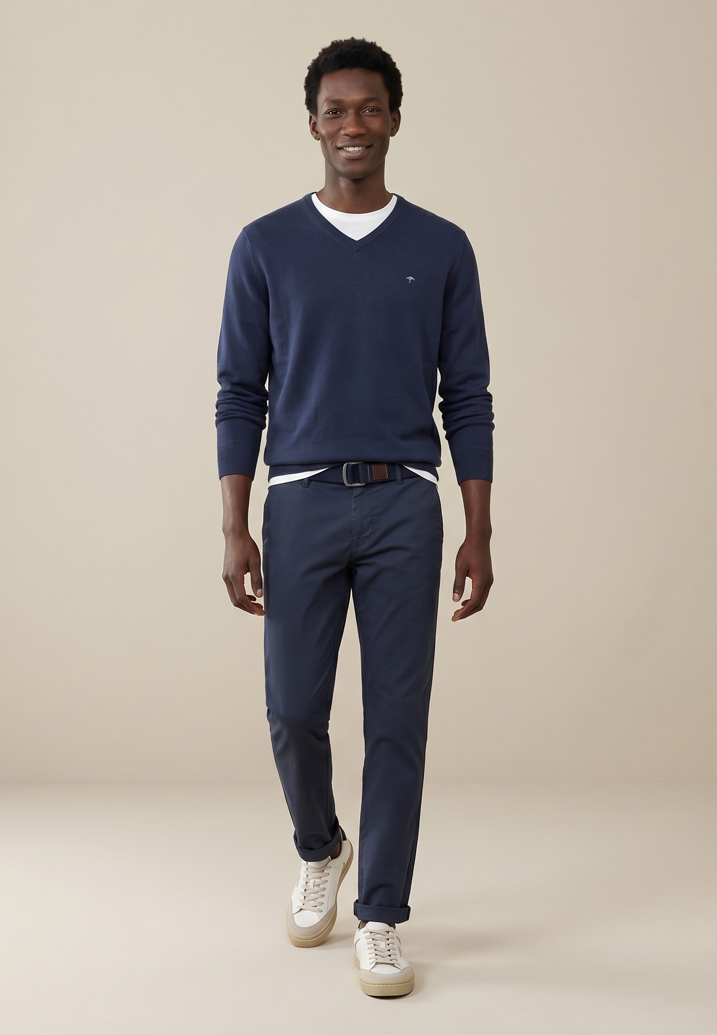 FYNCH-HATTON Pull en tricot »FYNCH-HATTON Pullover mit V-Kragen« en coton, col en V, coupe confortable