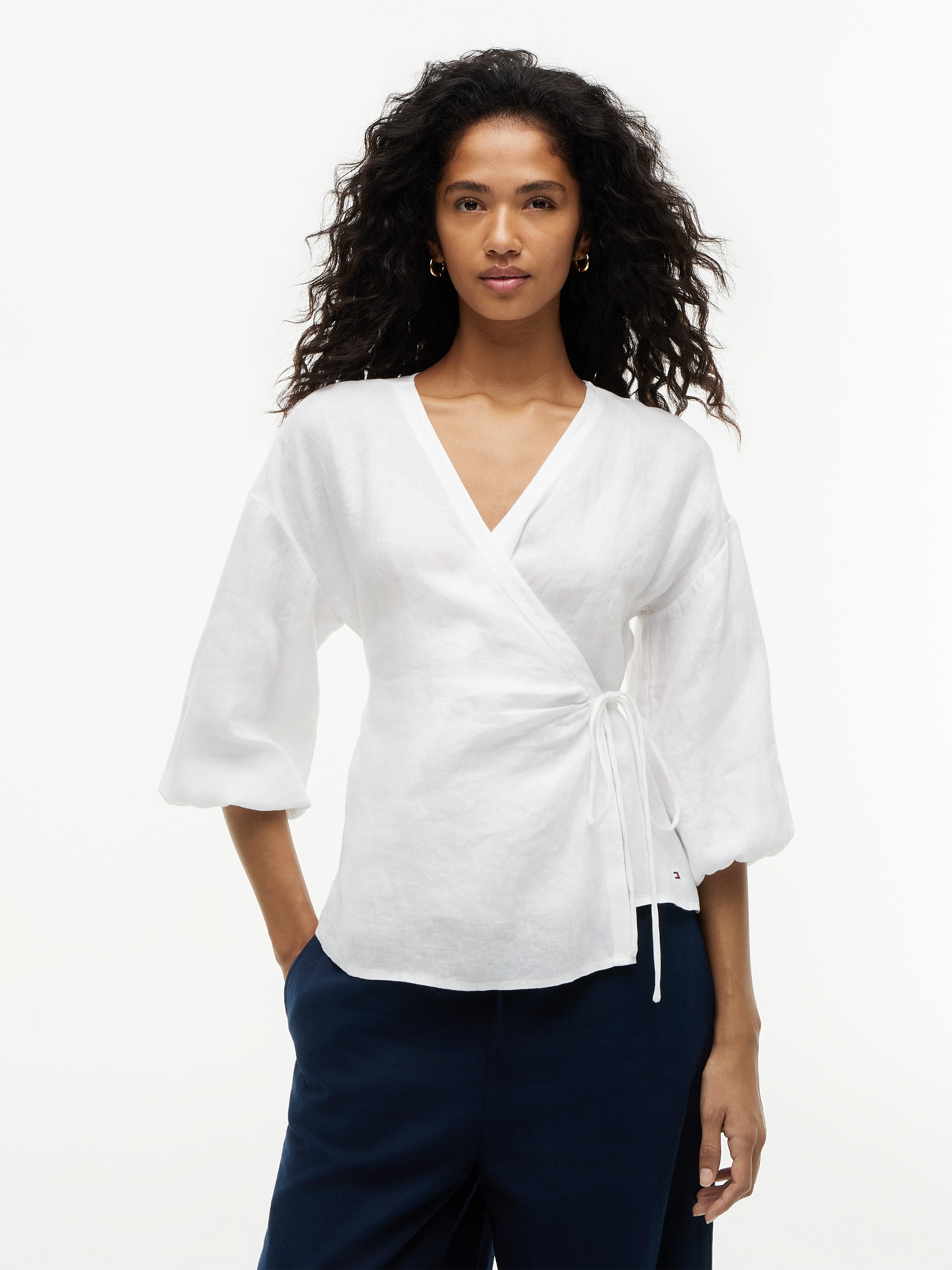 Tommy Hilfiger Wickelbluse »SUMMER LINEN WRAP TIE BLOUSE« Leinen