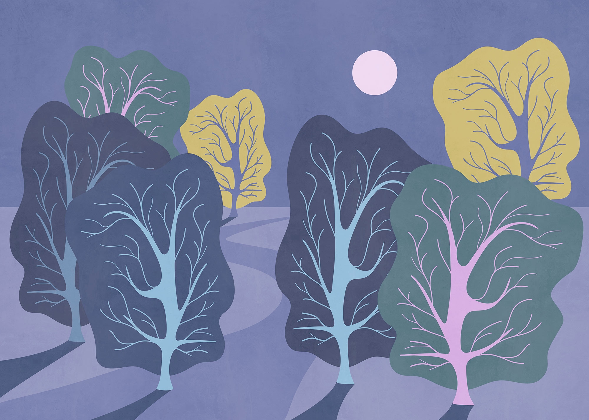 Komar Fototapete »Komar Vlies Fototapete - Purple Nights - Grösse 350 x 250 cm« bedruckt glatt