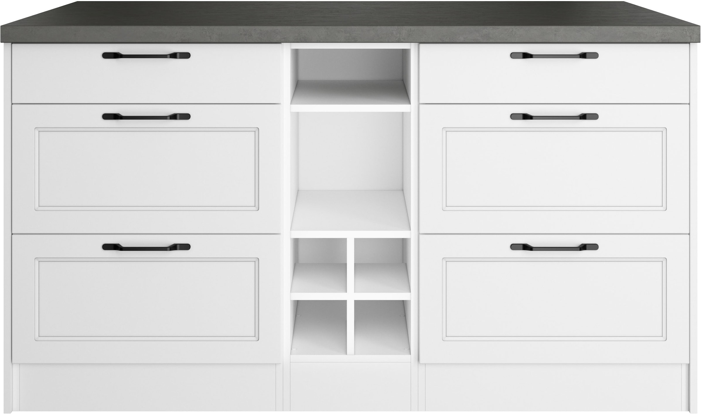 KOCHSTATION Ilot de cuisine »KS-Lani, Breite 153 cm, mit Flaschenregal« façades MDF, plan de travail épaisseur 38mm