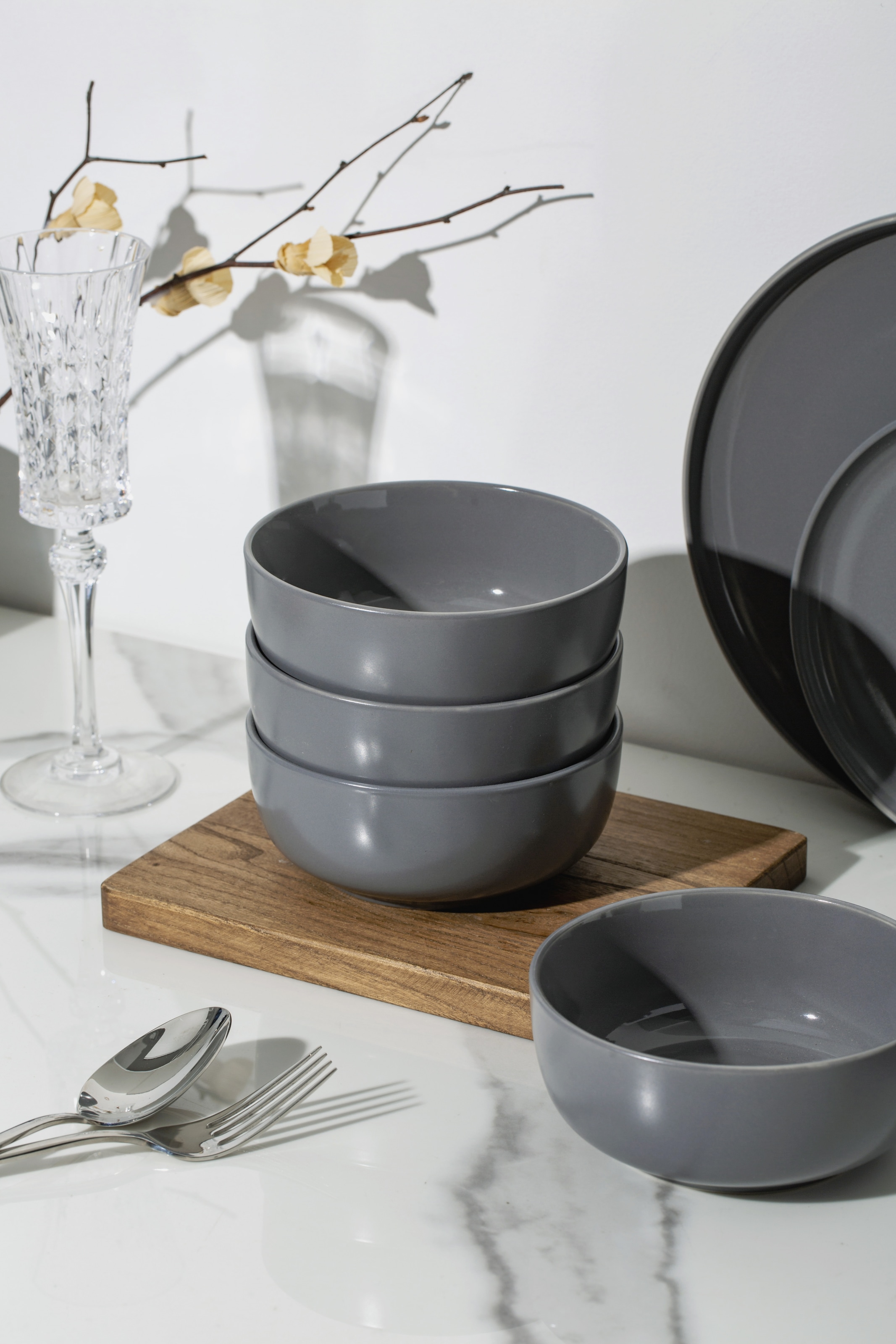 my home Geschirr-Set »Timula, aussen matt, innen glänzend« spülmaschinenfest und mikrowellengeeignet