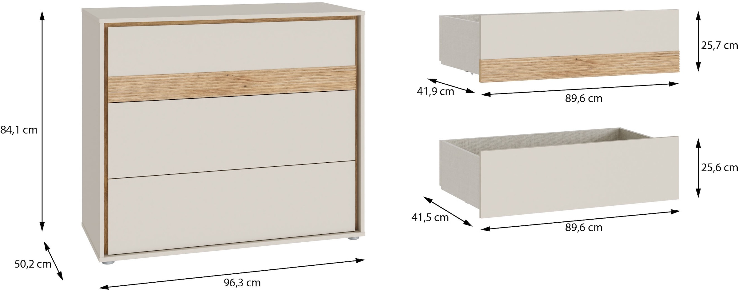 FORTE Commode à tiroirs L/H/P 96,3/84,1/50,2 cm