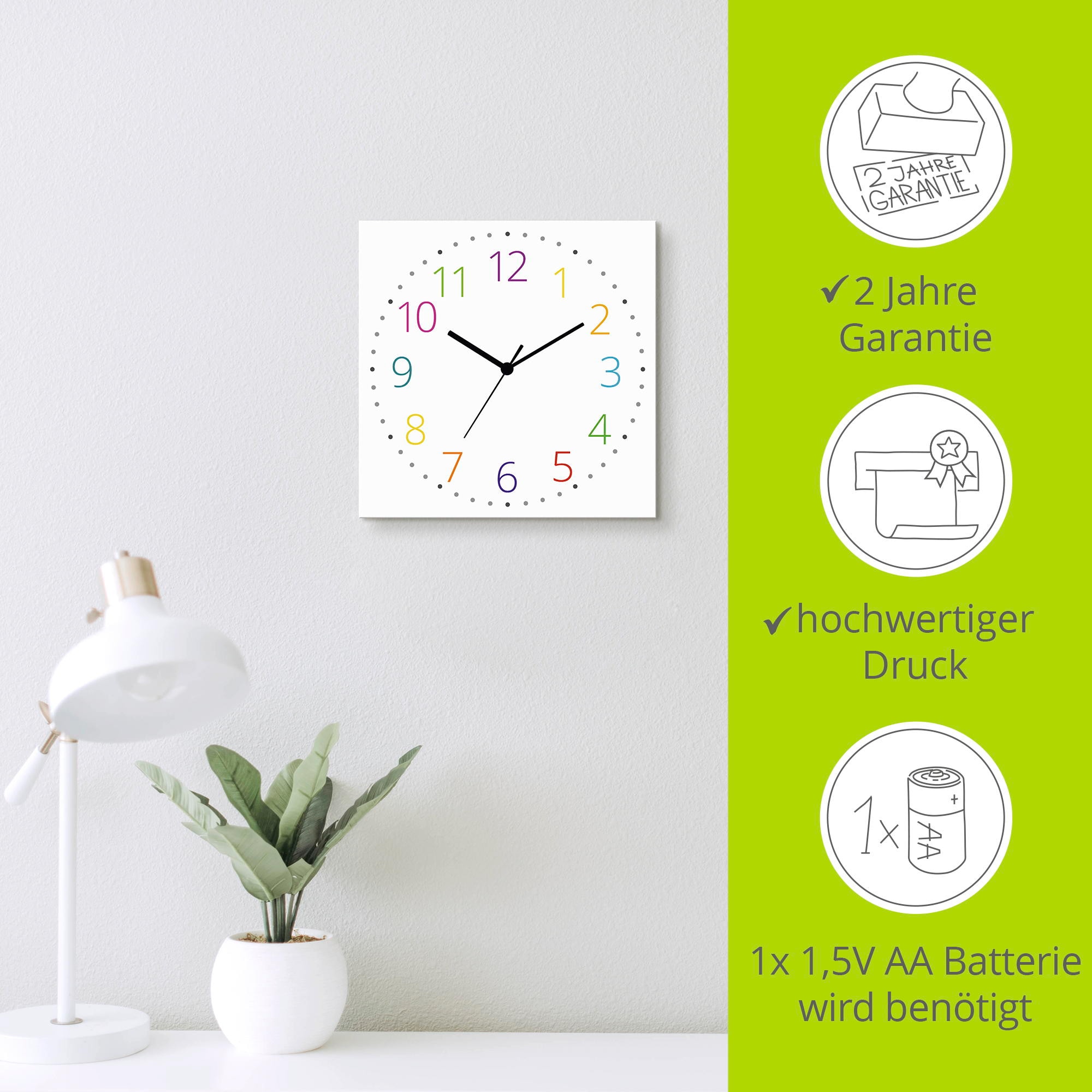 Artland Horloge murale »Modernes Ziffernblatt« wahlweise mit Quarz- oder Funkuhrwerk, lautlos ohne Tickgeräusche