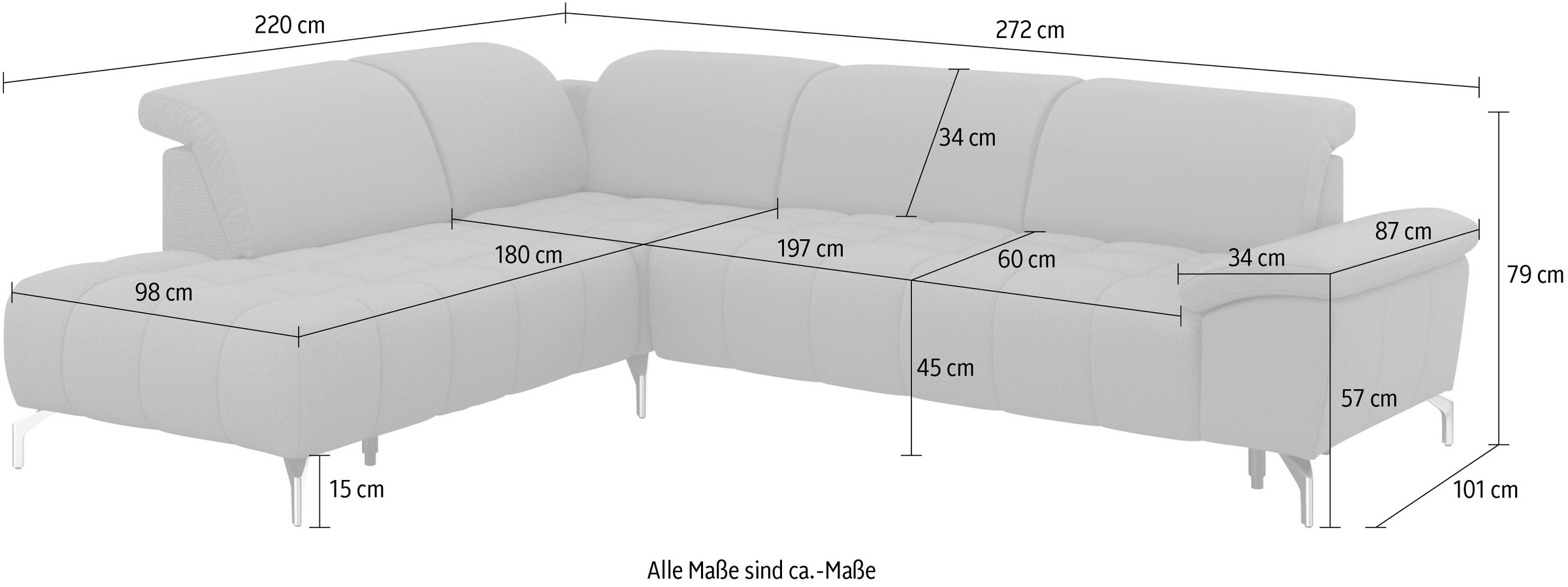 sit&more Canapé d'angle »Cool L-Form« wahlweise mit Kopfteilverstellung und Vorziehsitz motorisch
