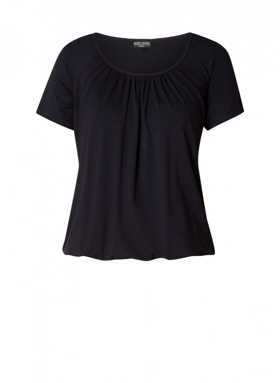 Base Level Curvy T-shirt ballon »Yoni« mit gerafftem Rundhalsausschnitt