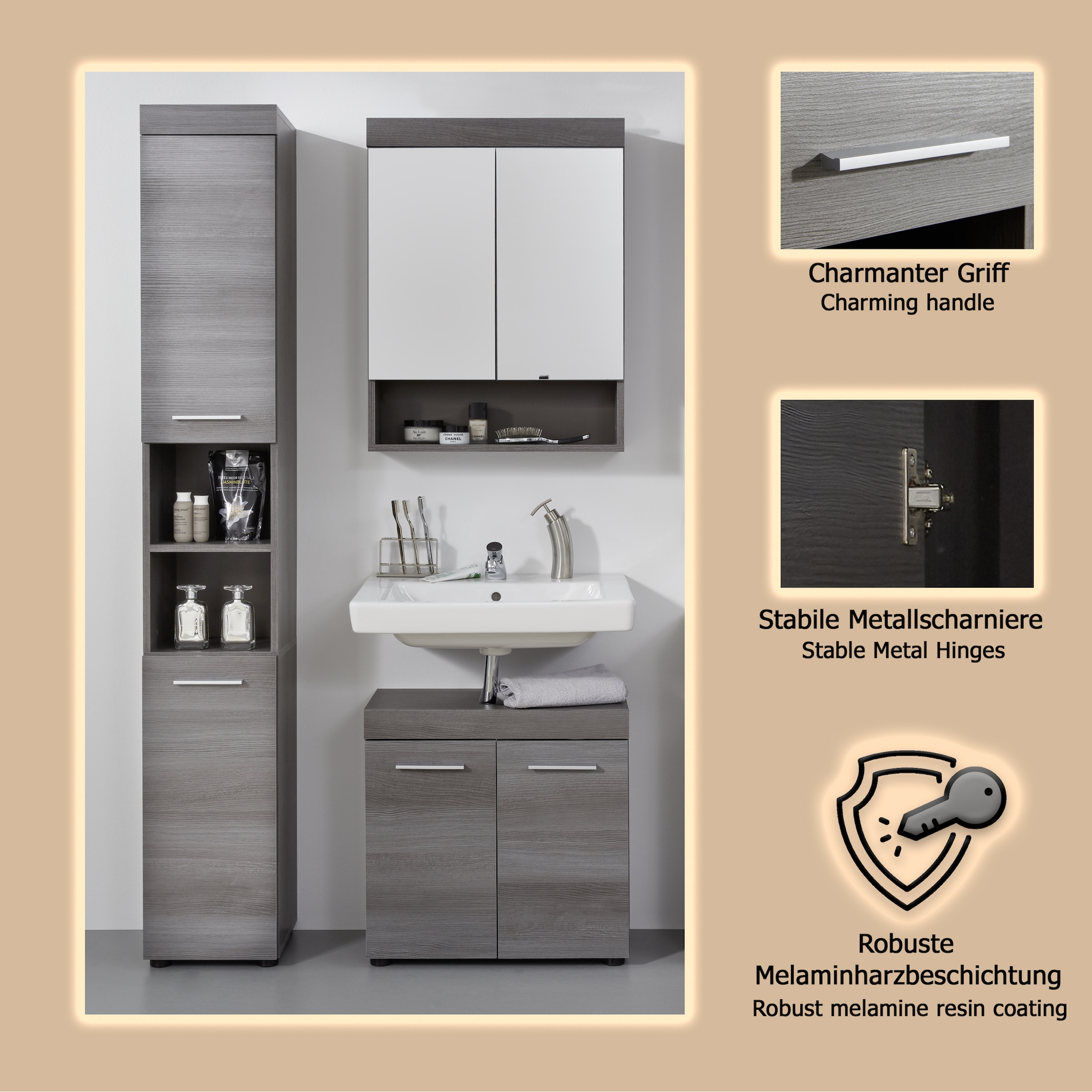 welltime Badmöbel-Set »Royan« Set, 3 Stk. tlg.