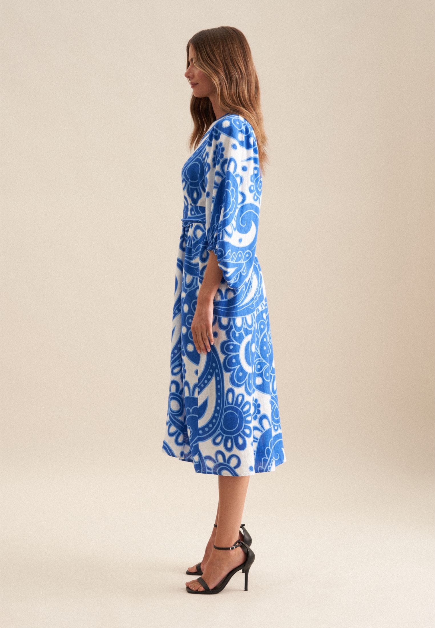 seidensticker Robe d'été »Schwarze Rose« 3/4 V-Neck Paisley