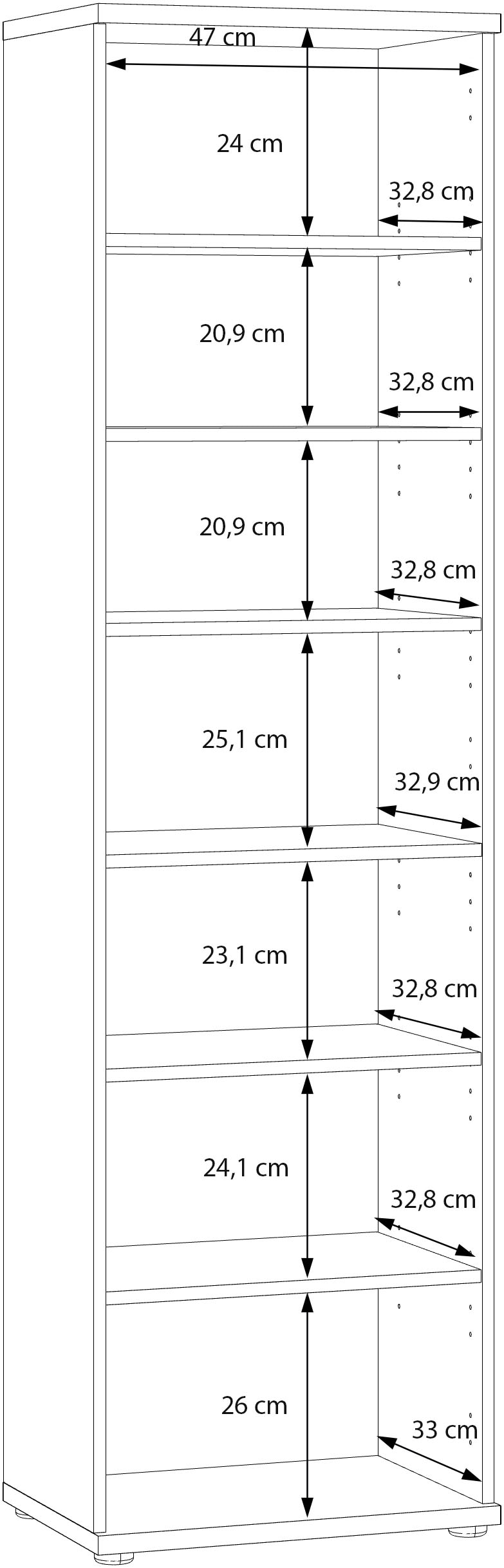 FORTE Armoire à chaussures »Mehrzweckschrank, Stauraum, viele Einlegeböden« L/H/P 50,2/179,1/34,8, miroir