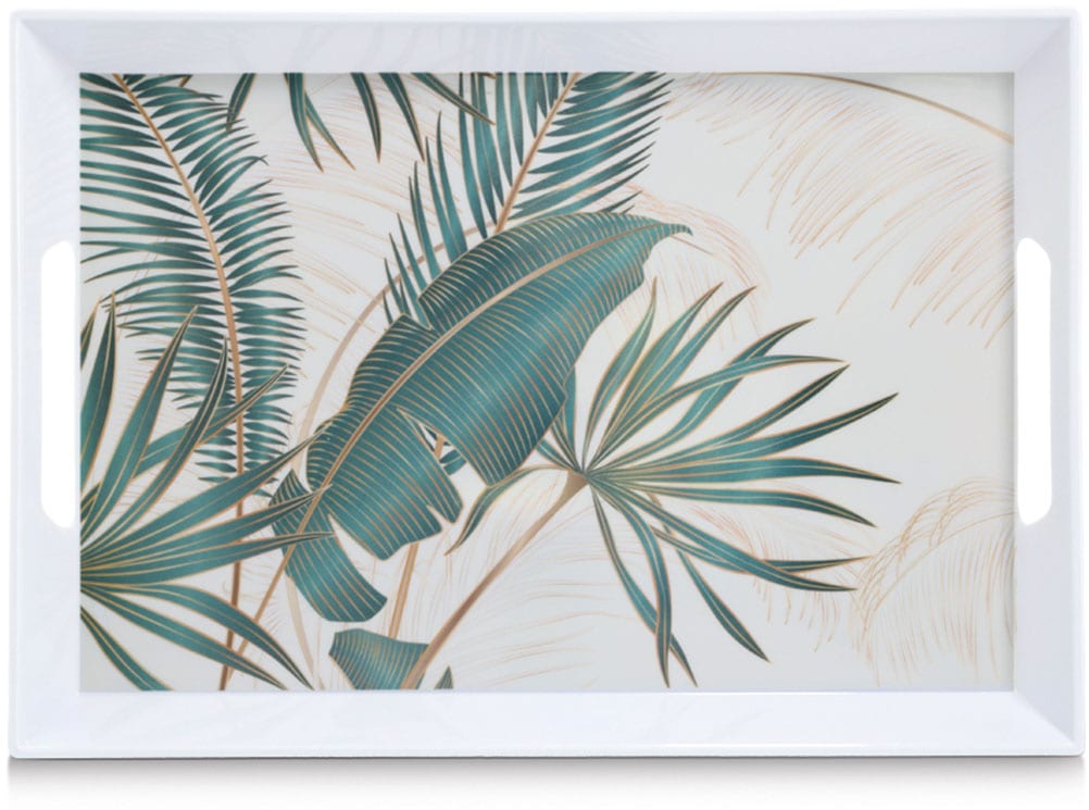 Zeller Present Plateau »Melamintablett "Palm leaves"« tropisches Motiv, Tragegriffe, 34,8x50 cm