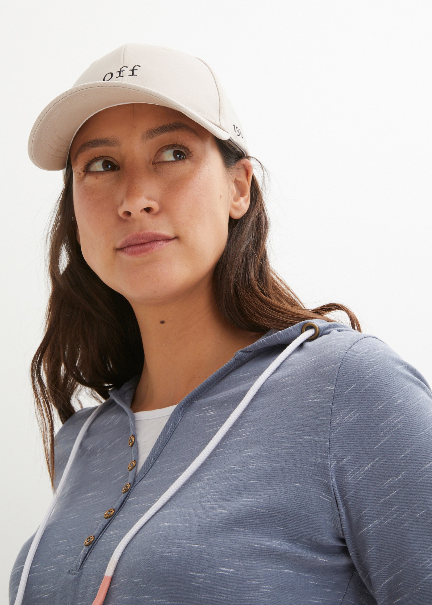 bonprix T-shirt »Shirt mit Kapuze« 2 cuis mit Kapuze im 2-1-Lock, in melierter Optik