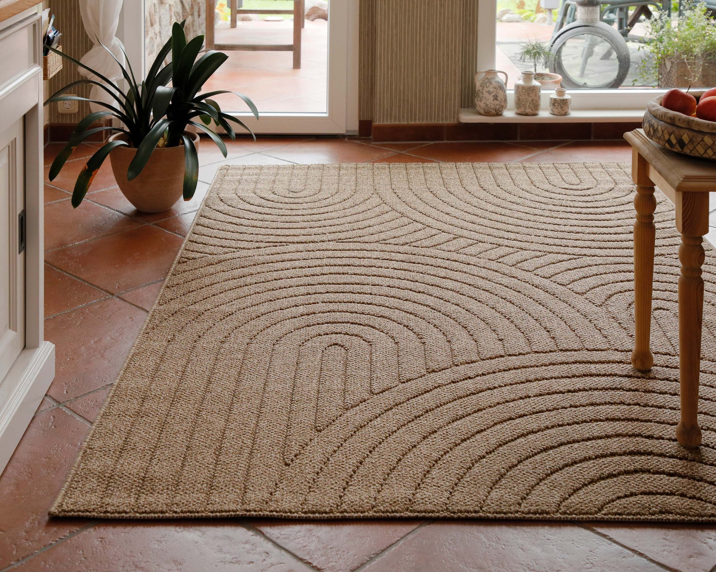 Wecon home Tapis »Monoq« Rectangulaire 12 mm Höhe Flachgewebe, wetterfest, Retro Design, robust, In- & Outdoor Teppich